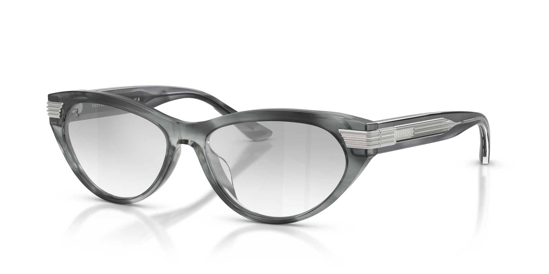 Occhiali da sole Ferrari FH 2020U (754/3G) colore striato blu forma cat eye lenti trasparente a specchio sfumato grigio