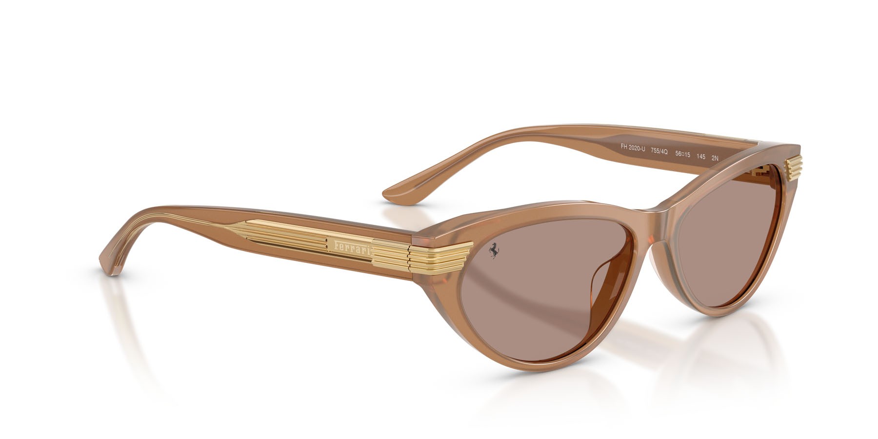 Occhiali da sole Ferrari FH 2020U (755/4Q) colore marrone chiaro perlato forma cat eye lenti marrone