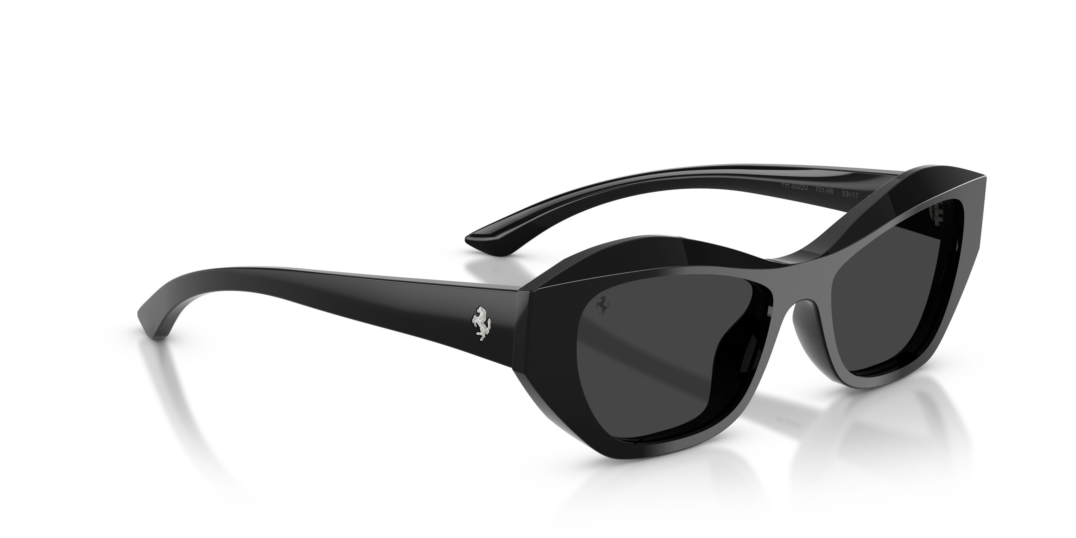 Occhiali da sole Ferrari FH 2022U (701/48) colore nero lucido forma cat eye lenti nero
