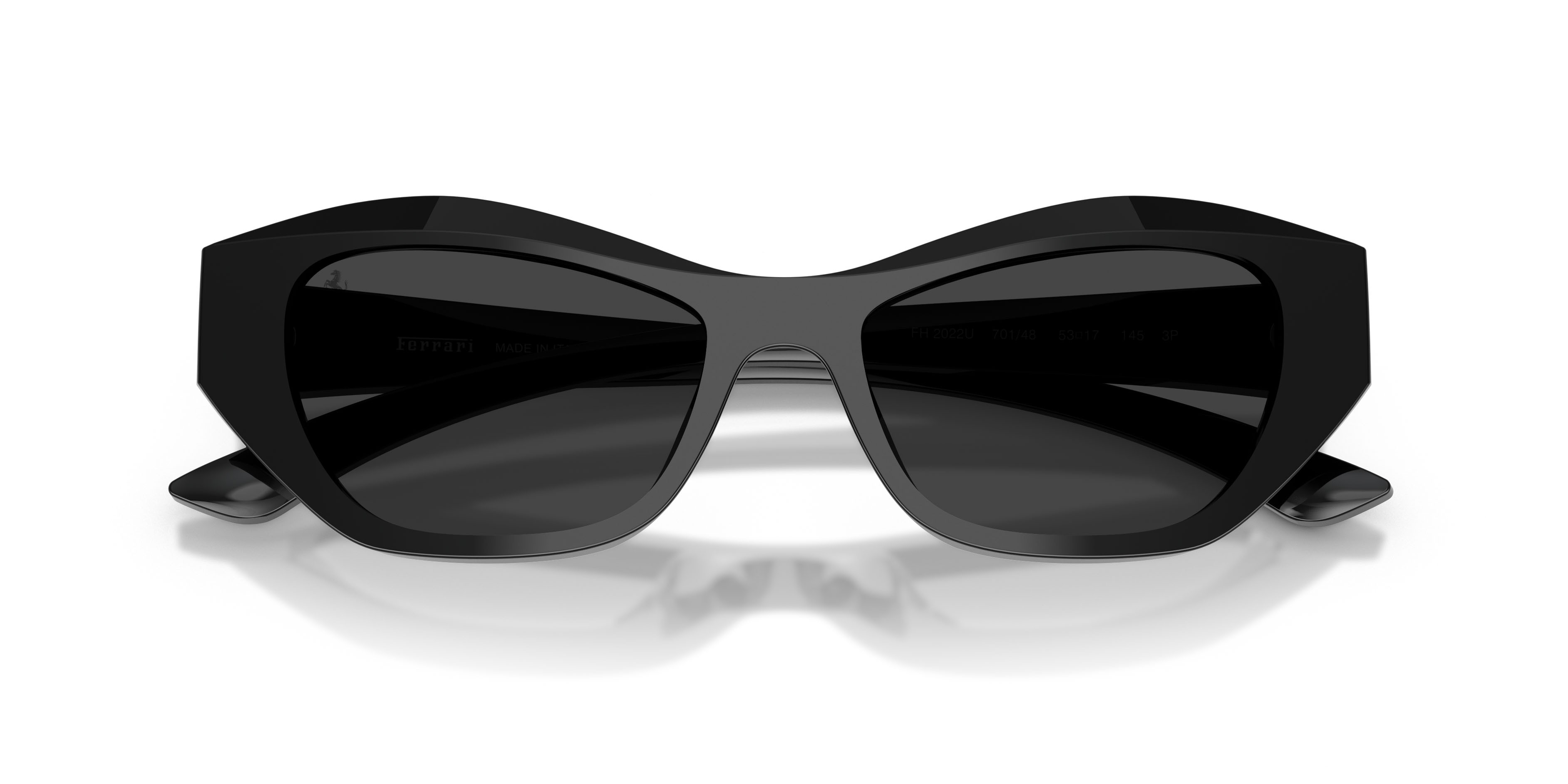 Occhiali da sole Ferrari FH 2022U (701/48) colore nero lucido forma cat eye lenti nero
