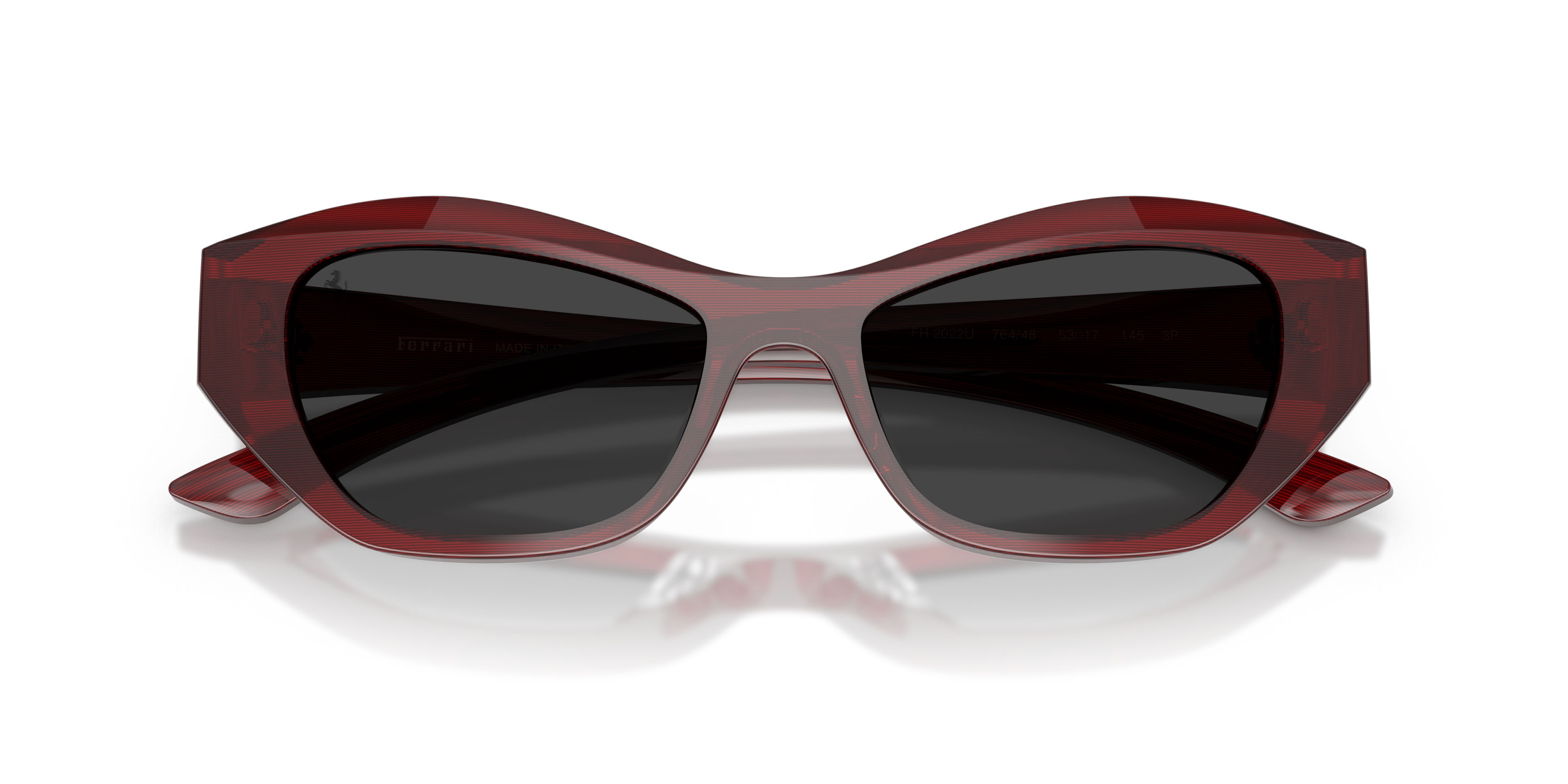 Occhiali da sole Ferrari FH 2022U (764/48) colore striato rosso forma cat eye lenti nero