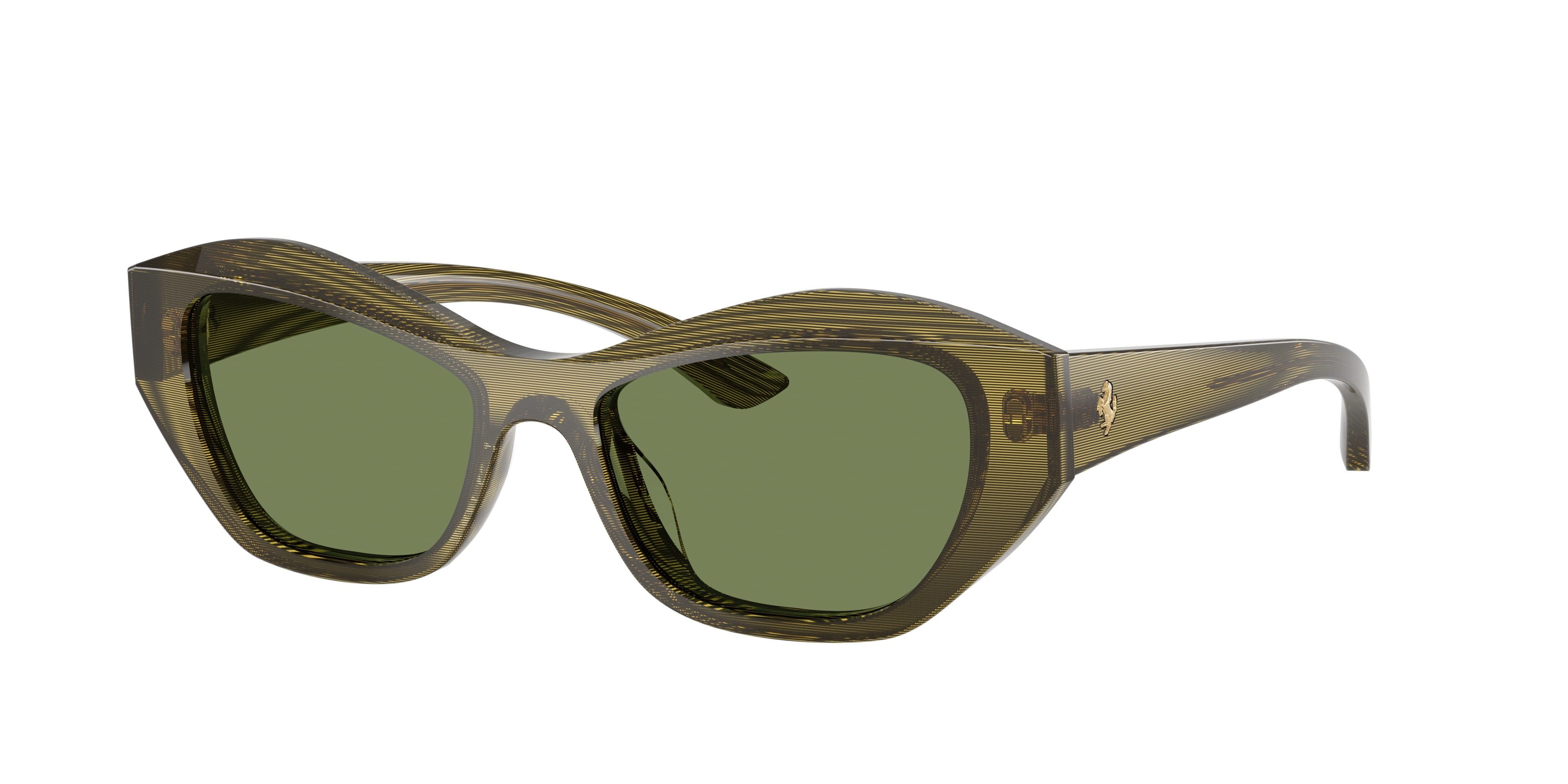 Occhiali da sole Ferrari FH 2022U (765/4E) colore striato verde forma cat eye lenti verde/rosso
