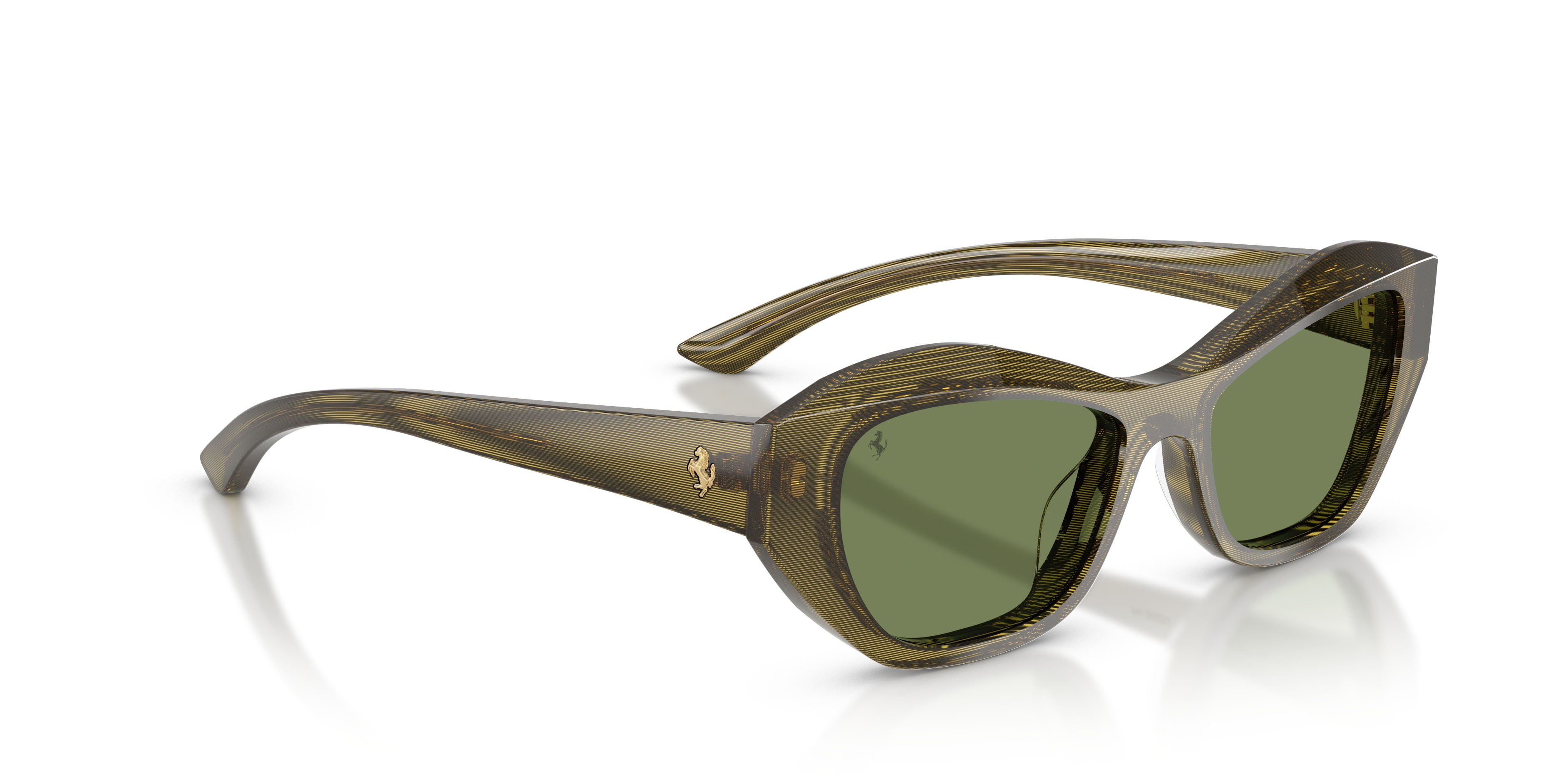 Occhiali da sole Ferrari FH 2022U (765/4E) colore striato verde forma cat eye lenti verde/rosso
