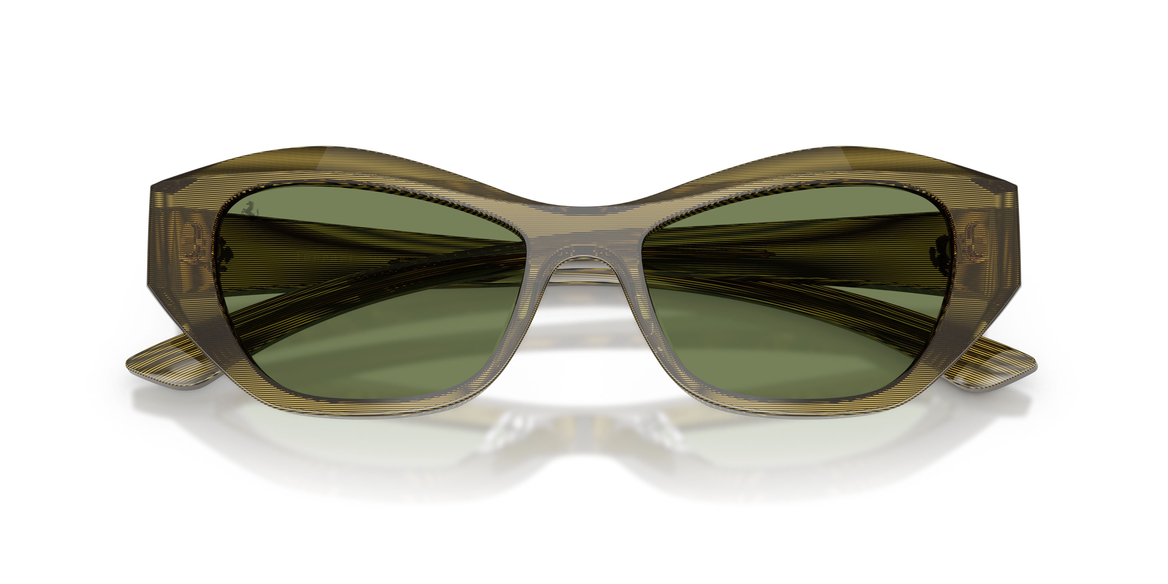 Occhiali da sole Ferrari FH 2022U (765/4E) colore striato verde forma cat eye lenti verde/rosso
