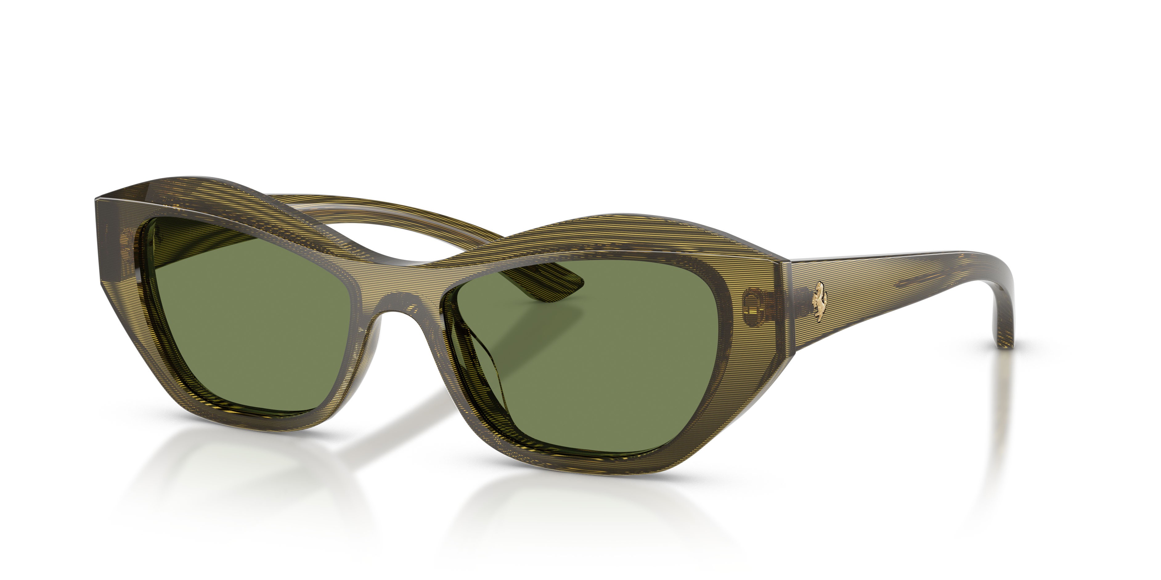 Occhiali da sole Ferrari FH 2022U (765/4E) colore striato verde forma cat eye lenti verde/rosso