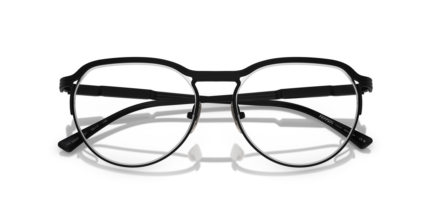 Occhiali da vista Ferrari FH 3004T (301) colore nero opaco forma ovale lenti lente demo