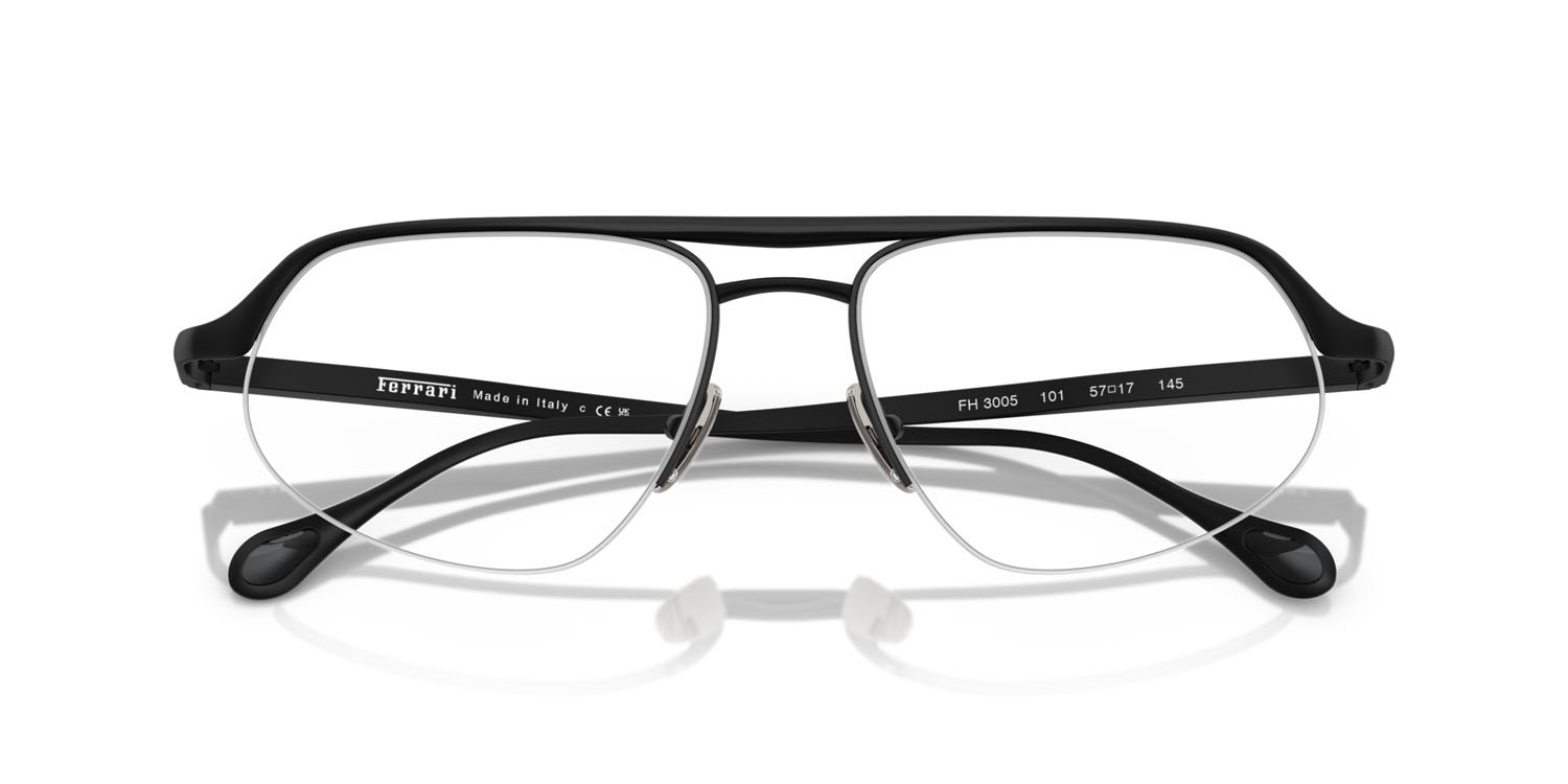 Occhiali da vista Ferrari FH 3005 (101) colore nero opaco forma irregolare lenti lente demo