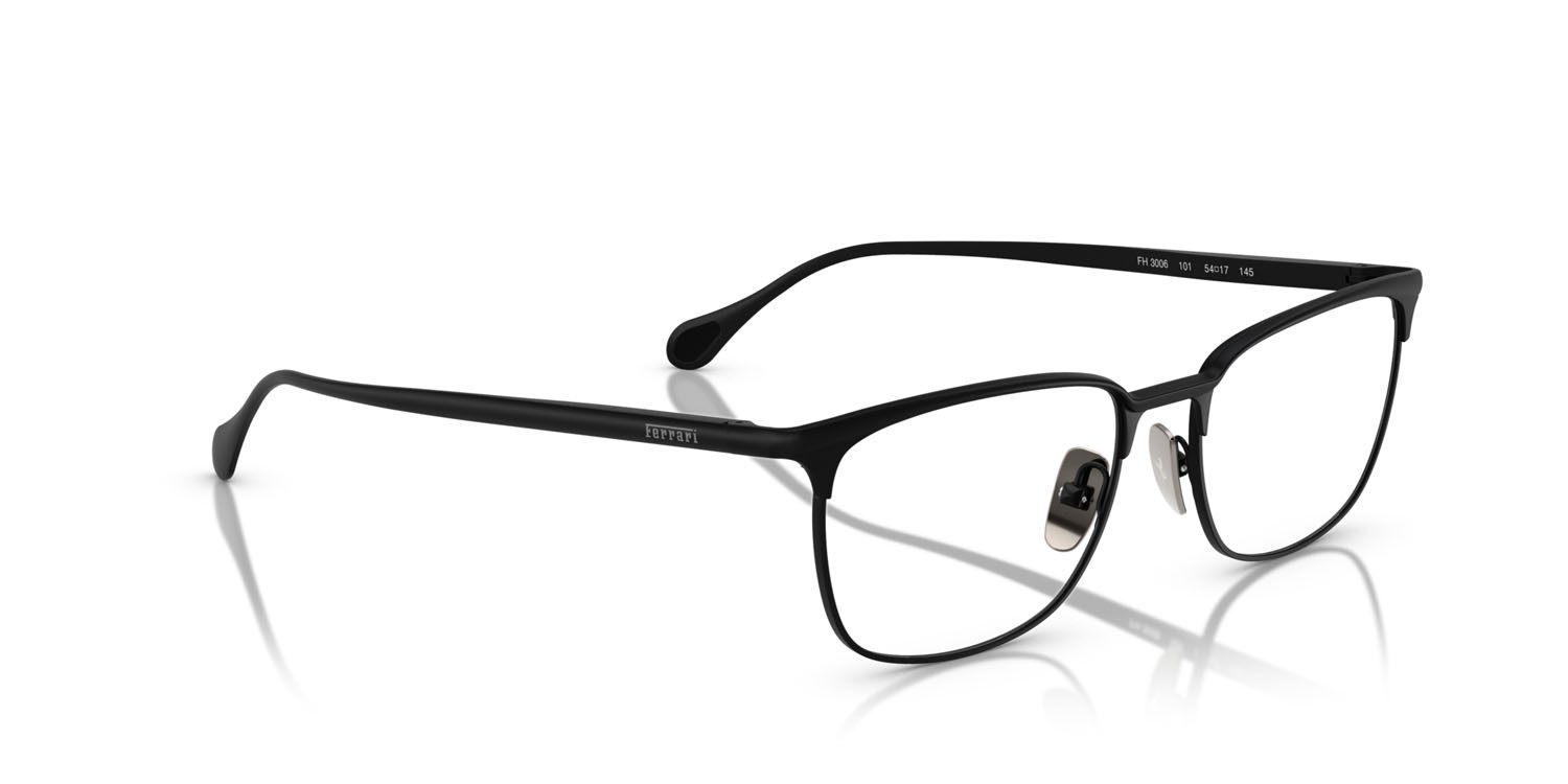 Occhiali da vista Ferrari FH 3006 (101) colore nero opaco forma quadrato lenti lente demo