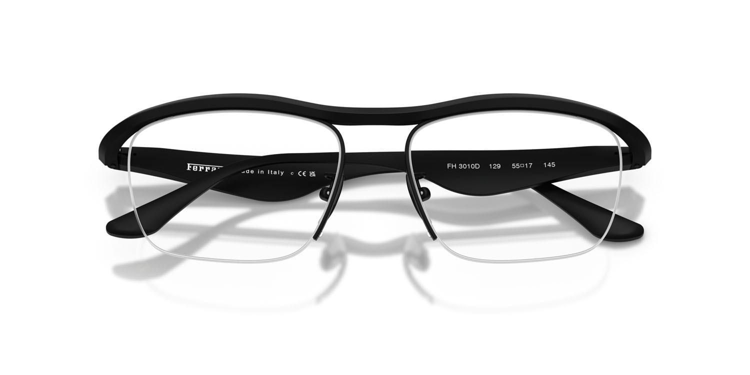 Occhiali da vista Ferrari FH 3010D (129) colore nero opaco forma quadrato lenti lente demo