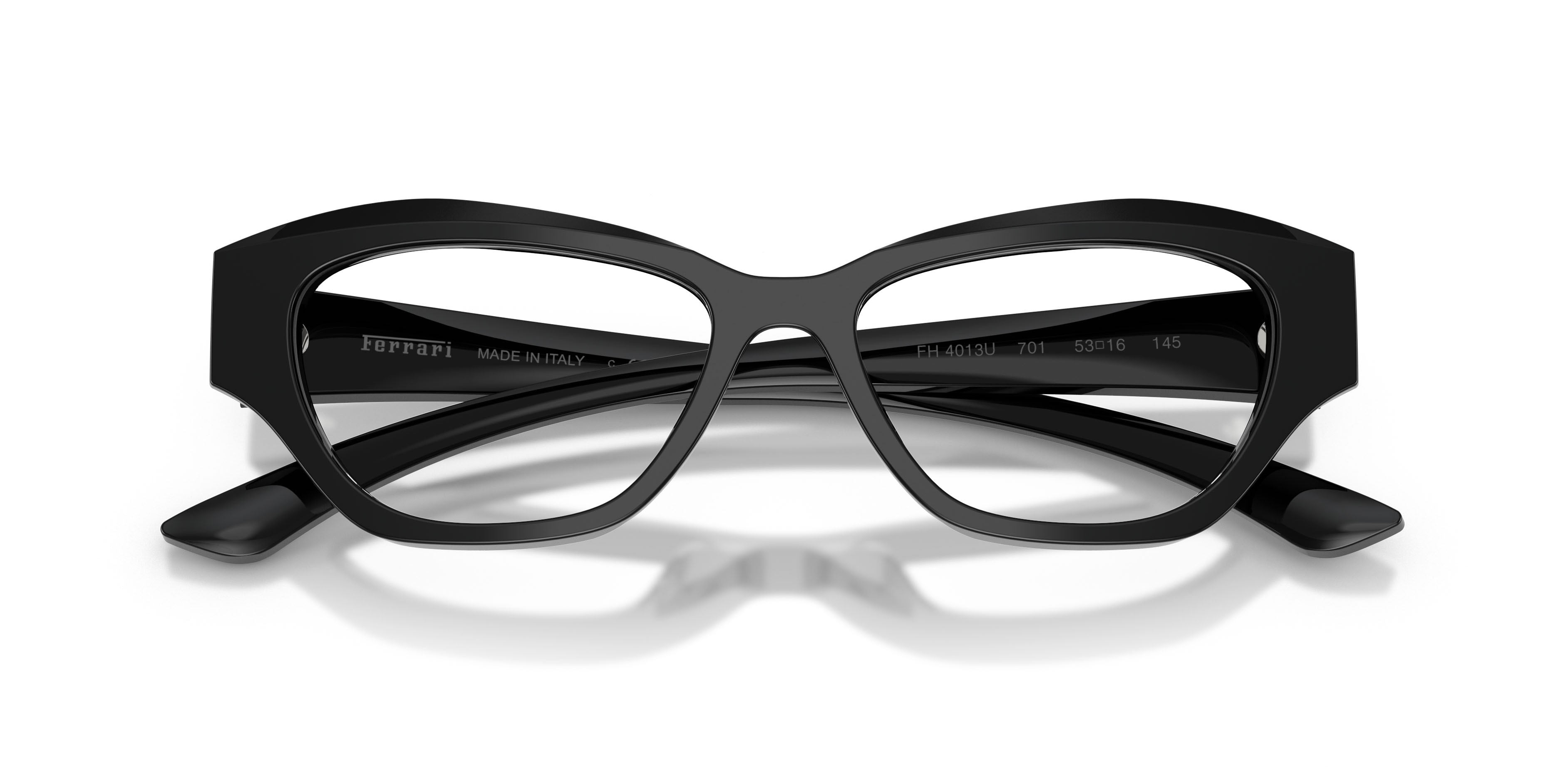 Eyeglasses Ferrari FH 4013U (701) color nero lucido shape cat eye lenses lente demo