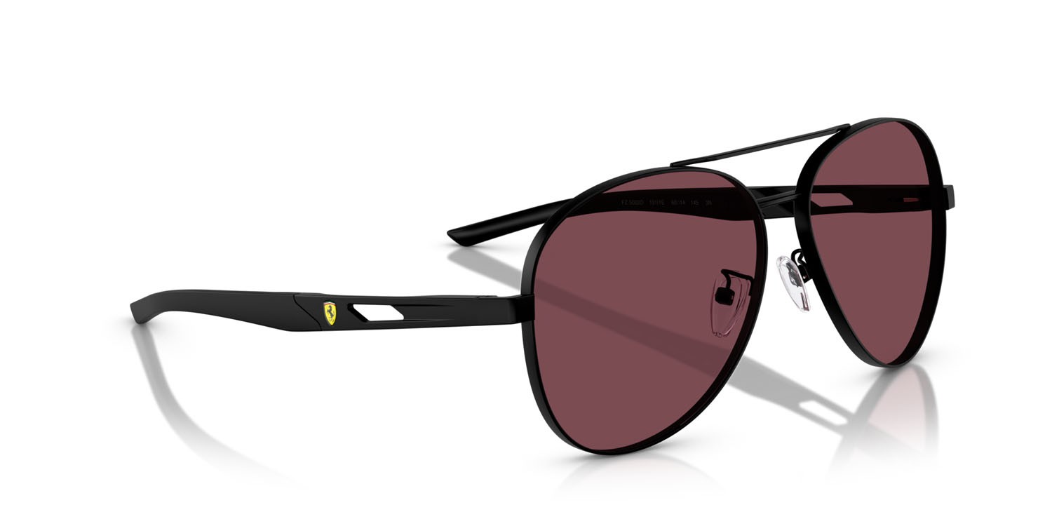 Occhiali da sole Ferrari Scuderia FZ 5002D (101/1E) colore nero opaco forma aviator lenti bordeaux