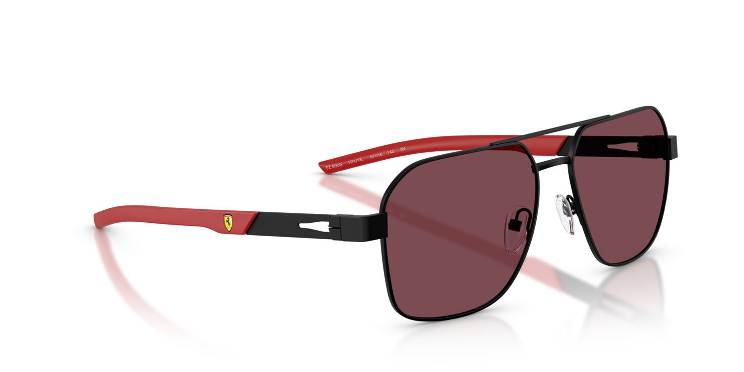Occhiali da sole Ferrari Scuderia FZ 5003 (101/1E) colore nero opaco forma quadrato lenti rosso ferrari esclusivo