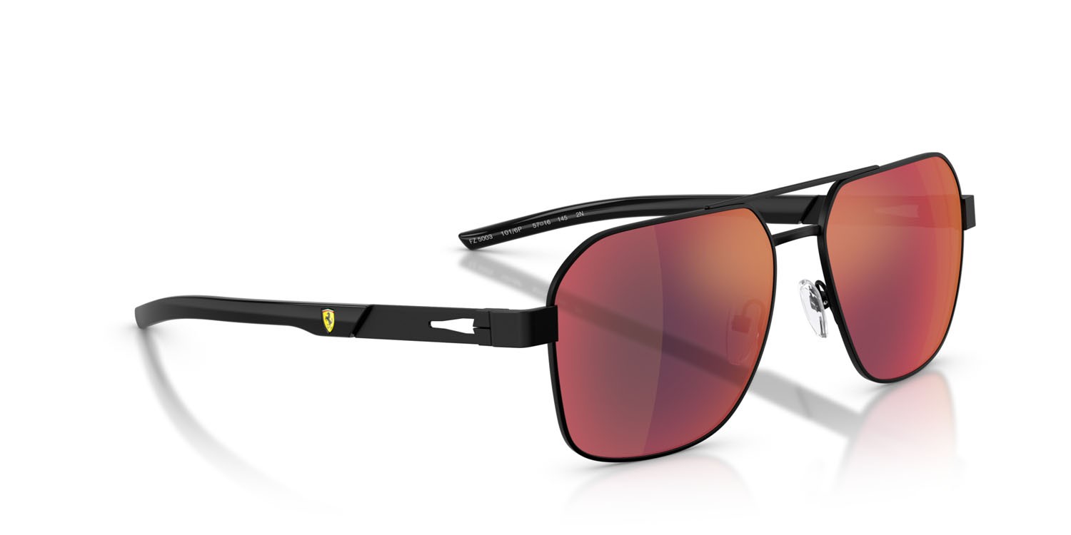 Occhiali da sole Ferrari Scuderia FZ 5003 (101/6P) colore nero opaco forma quadrato lenti nero/specchio rosso