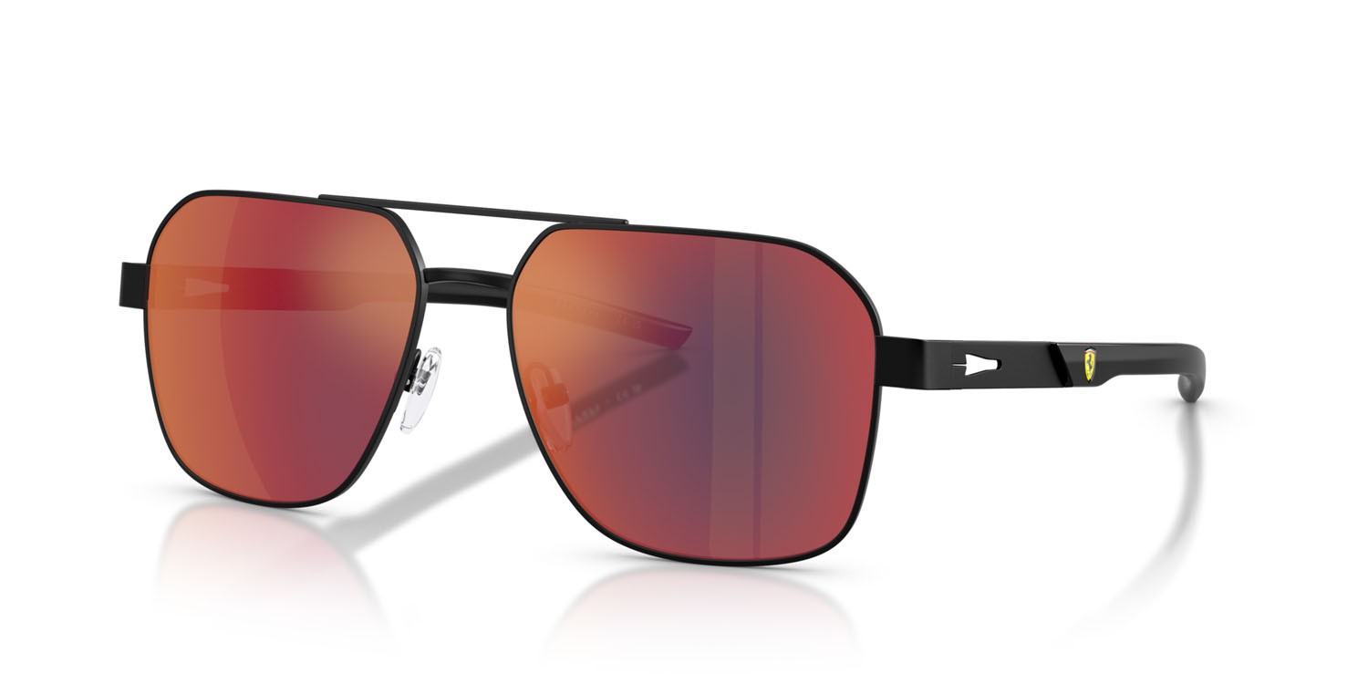 Occhiali da sole Ferrari Scuderia FZ 5003 (101/6P) colore nero opaco forma quadrato lenti nero/specchio rosso
