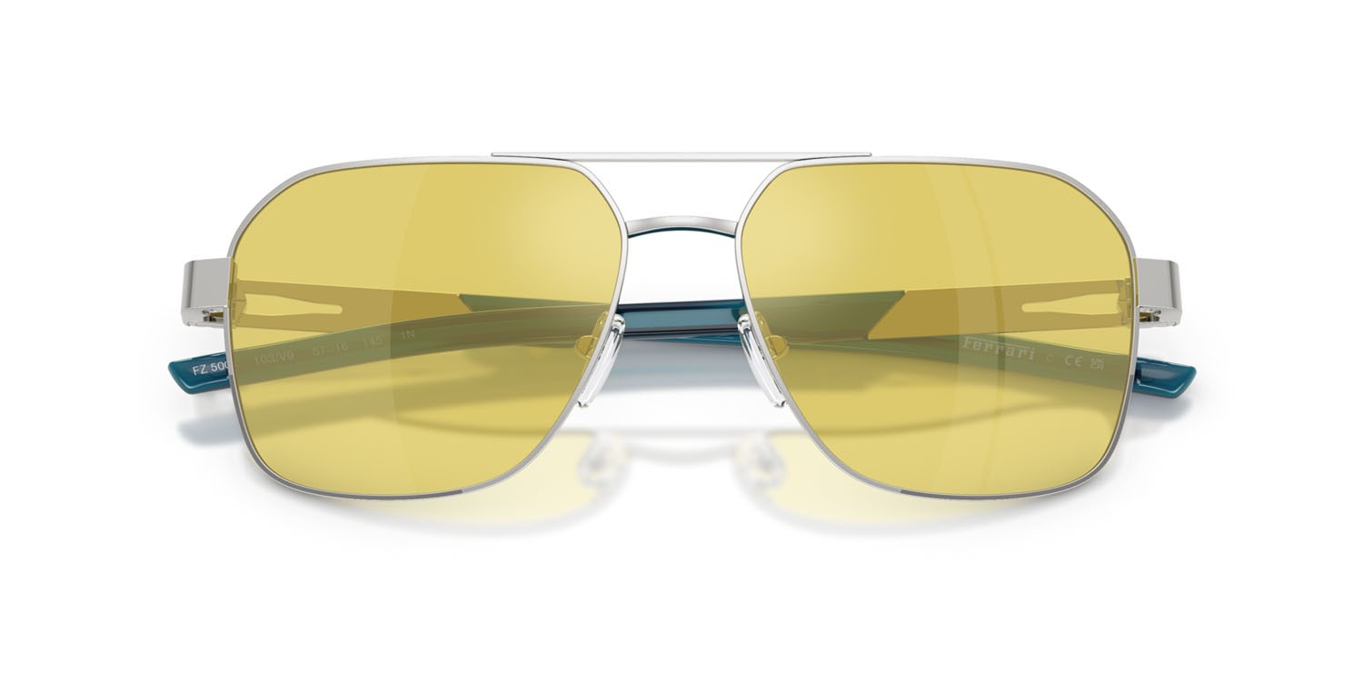 Occhiali da sole Ferrari Scuderia FZ 5003 (103/V9) colore argento forma quadrato lenti giallo a specchio