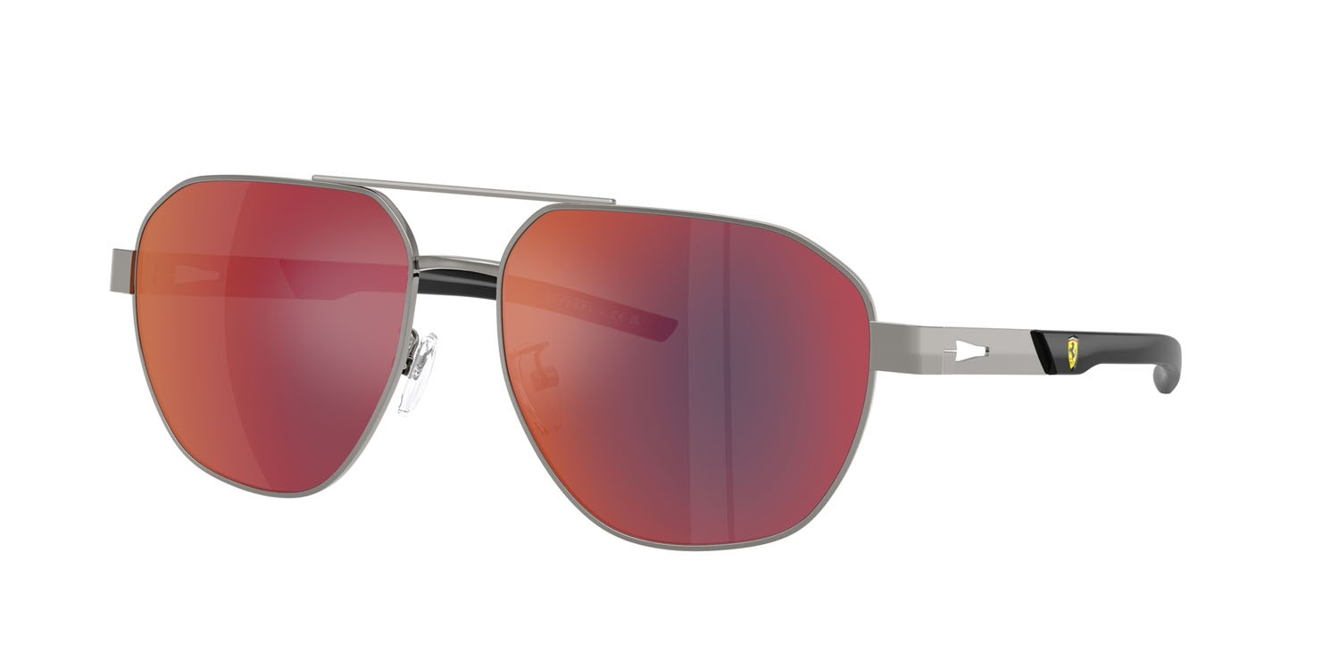 Occhiali da sole Ferrari Scuderia FZ 5004D (104/6P) colore gunmetal forma irregolare lenti nero rosso a specchio