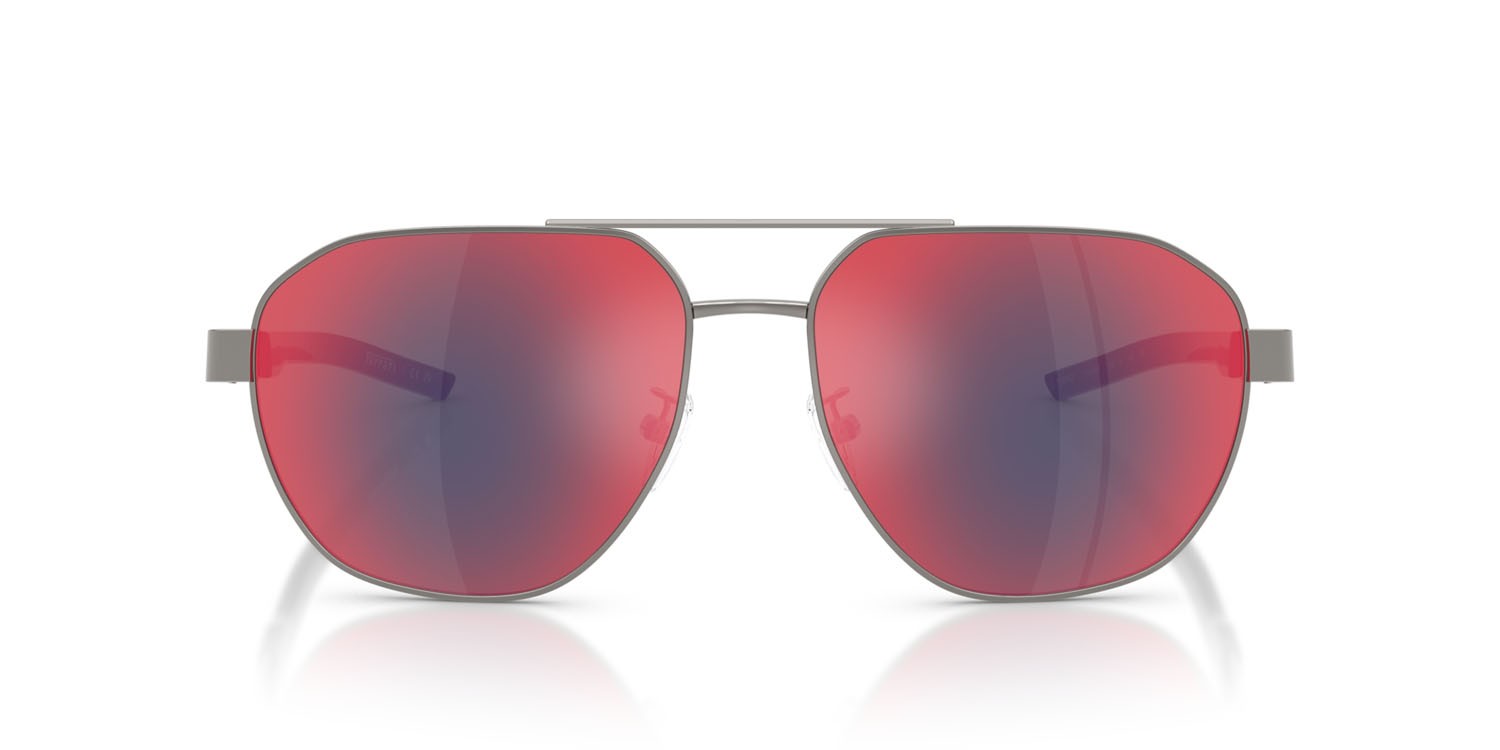 Occhiali da sole Ferrari Scuderia FZ 5004D (104/6P) colore gunmetal forma irregolare lenti nero rosso a specchio