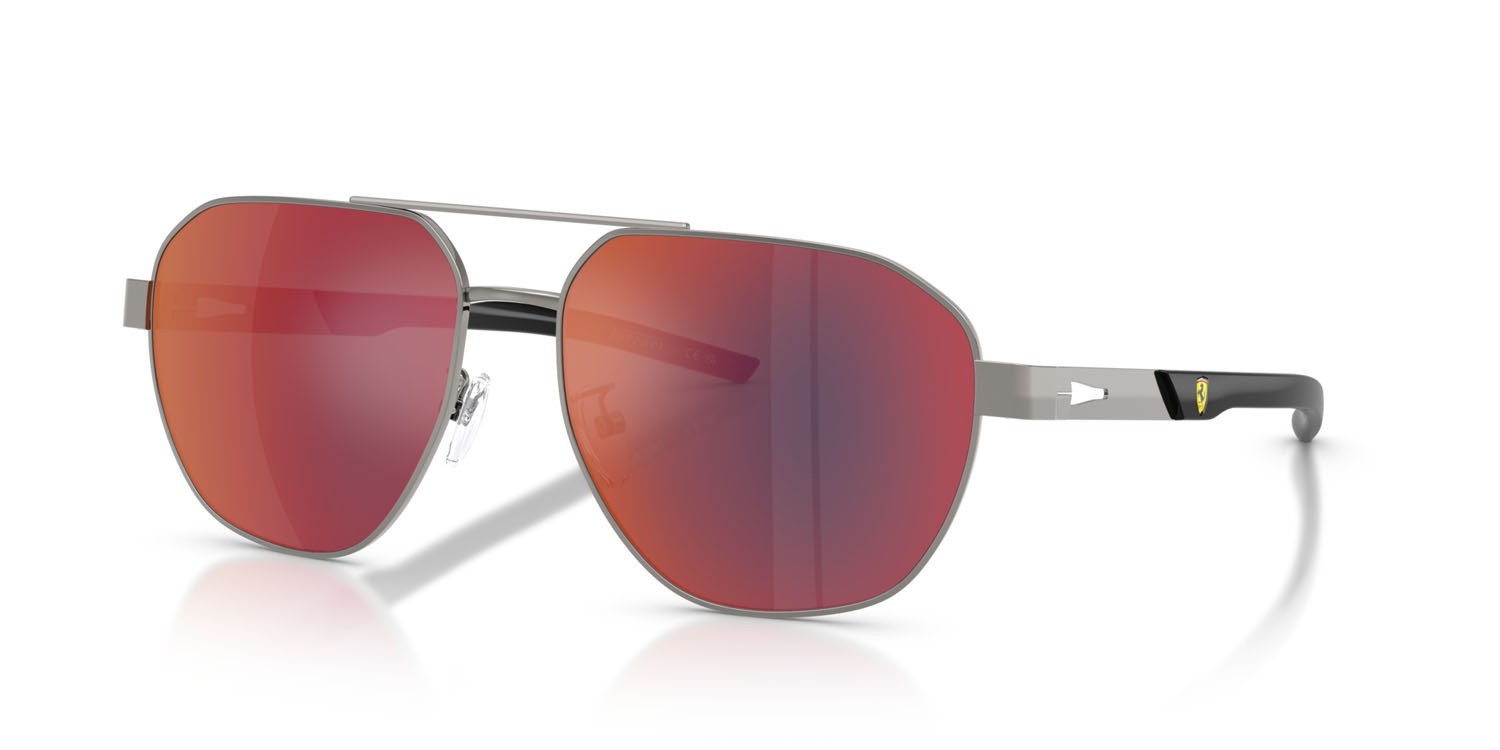 Occhiali da sole Ferrari Scuderia FZ 5004D (104/6P) colore gunmetal forma irregolare lenti nero rosso a specchio
