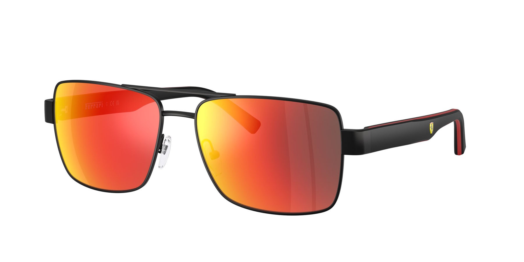 Occhiali da sole Ferrari Scuderia FZ 5005 (101/6Q) colore nero opaco forma rettangolare lenti rosso scuro