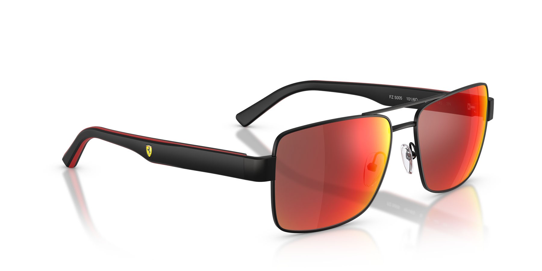 Occhiali da sole Ferrari Scuderia FZ 5005 (101/6Q) colore nero opaco forma rettangolare lenti rosso scuro