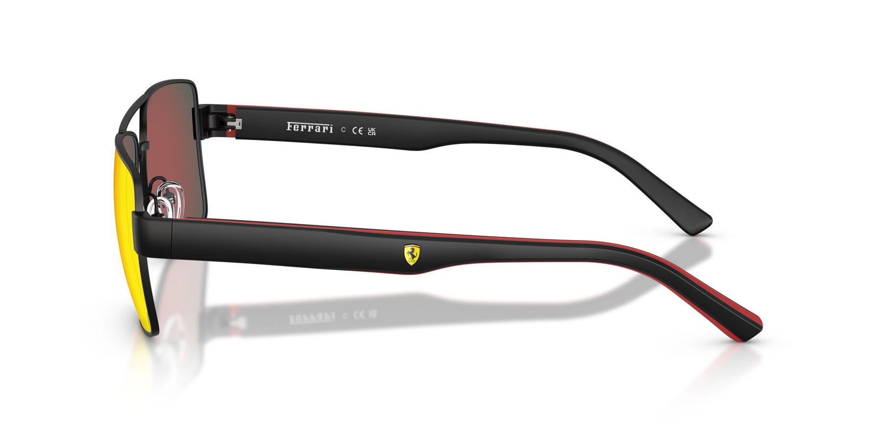 Occhiali da sole Ferrari Scuderia FZ 5005 (101/6Q) colore nero opaco forma rettangolare lenti rosso scuro