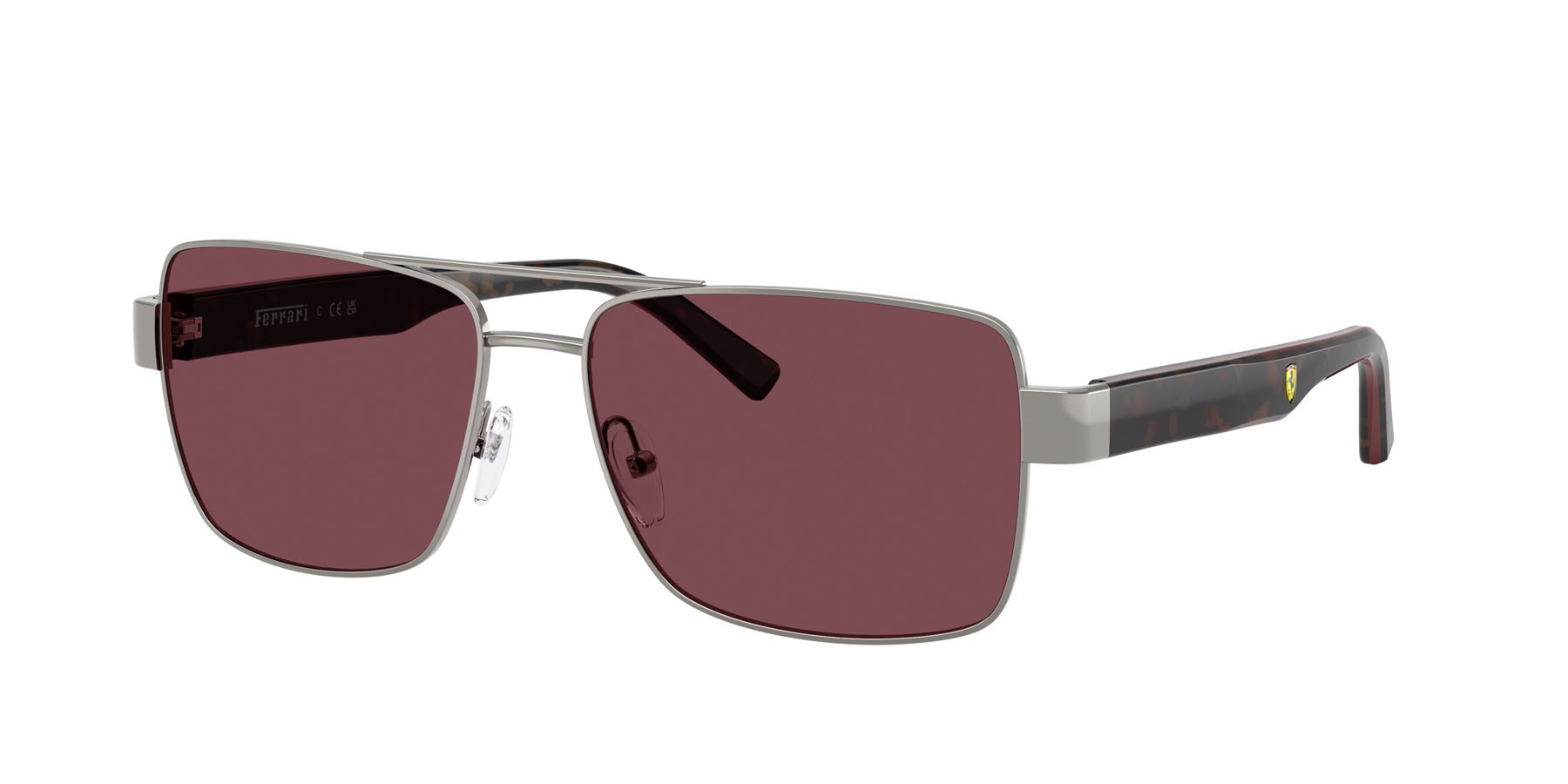 Occhiali da sole Ferrari Scuderia FZ 5005 (104/1E) colore gunmetal lucido forma rettangolare lenti rosso ferrari esclusivo