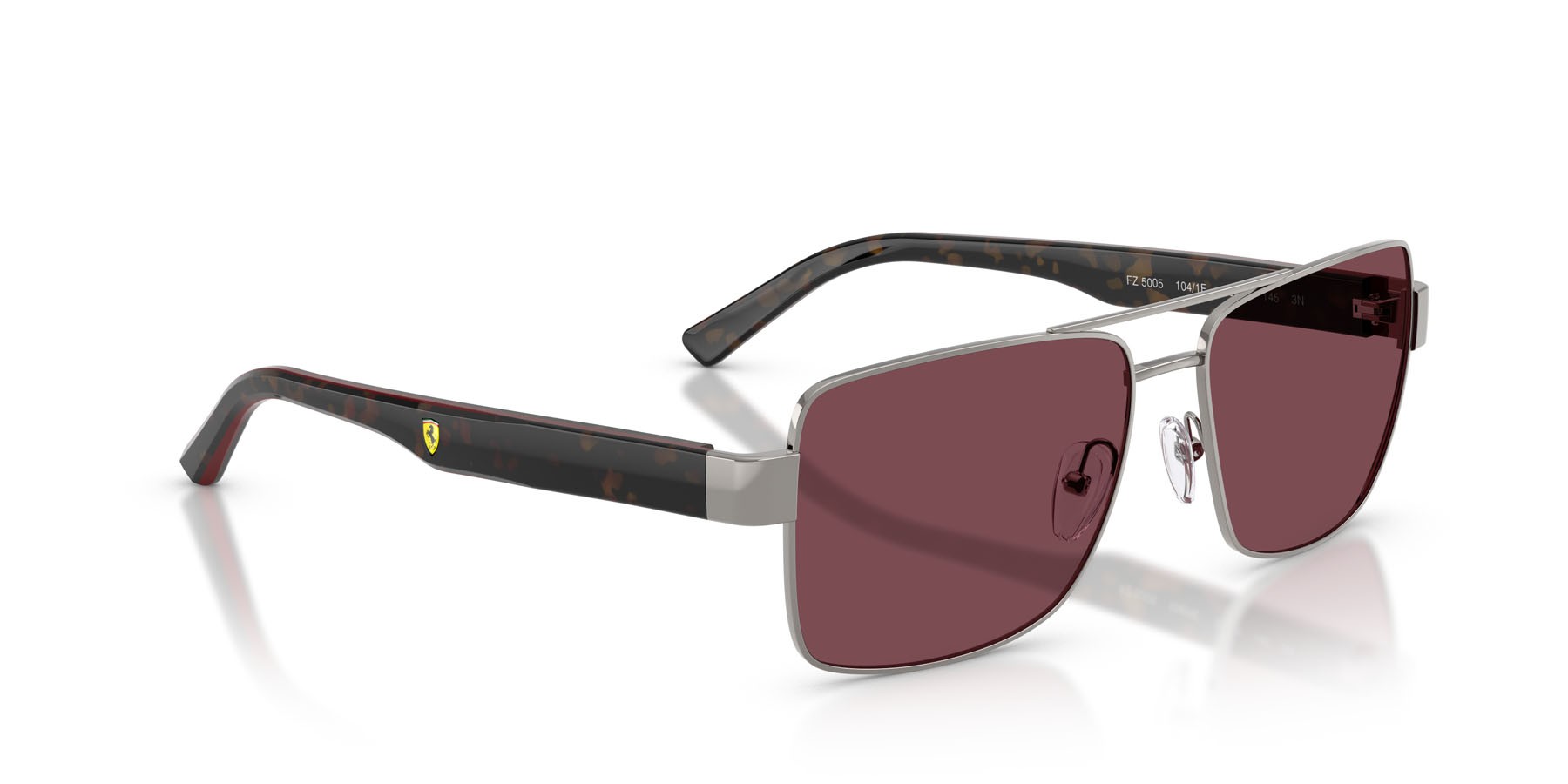 Occhiali da sole Ferrari Scuderia FZ 5005 (104/1E) colore gunmetal lucido forma rettangolare lenti rosso ferrari esclusivo