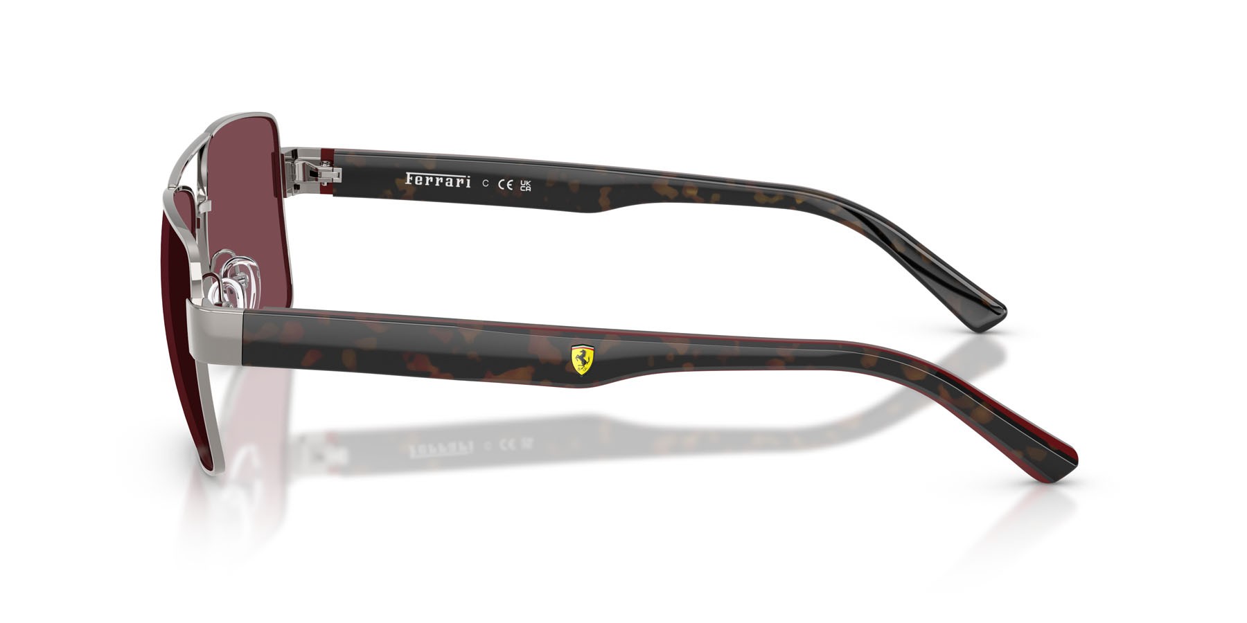 Occhiali da sole Ferrari Scuderia FZ 5005 (104/1E) colore gunmetal lucido forma rettangolare lenti rosso ferrari esclusivo
