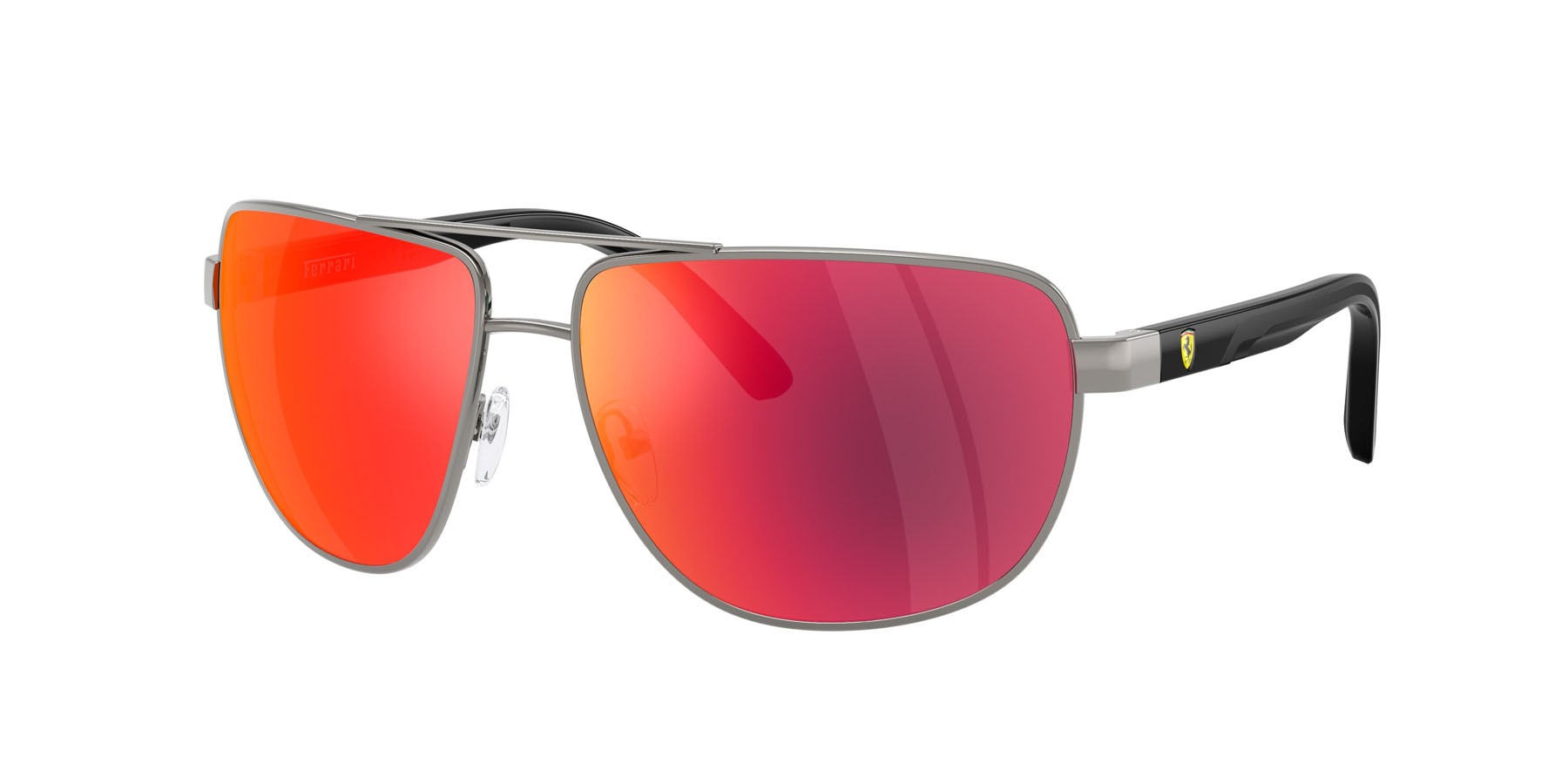 Occhiali da sole Ferrari Scuderia FZ 5007 (104/6Q) colore gunmetal scuro brillante forma quadrato lenti rosso specchiato grigio scuro/giallo