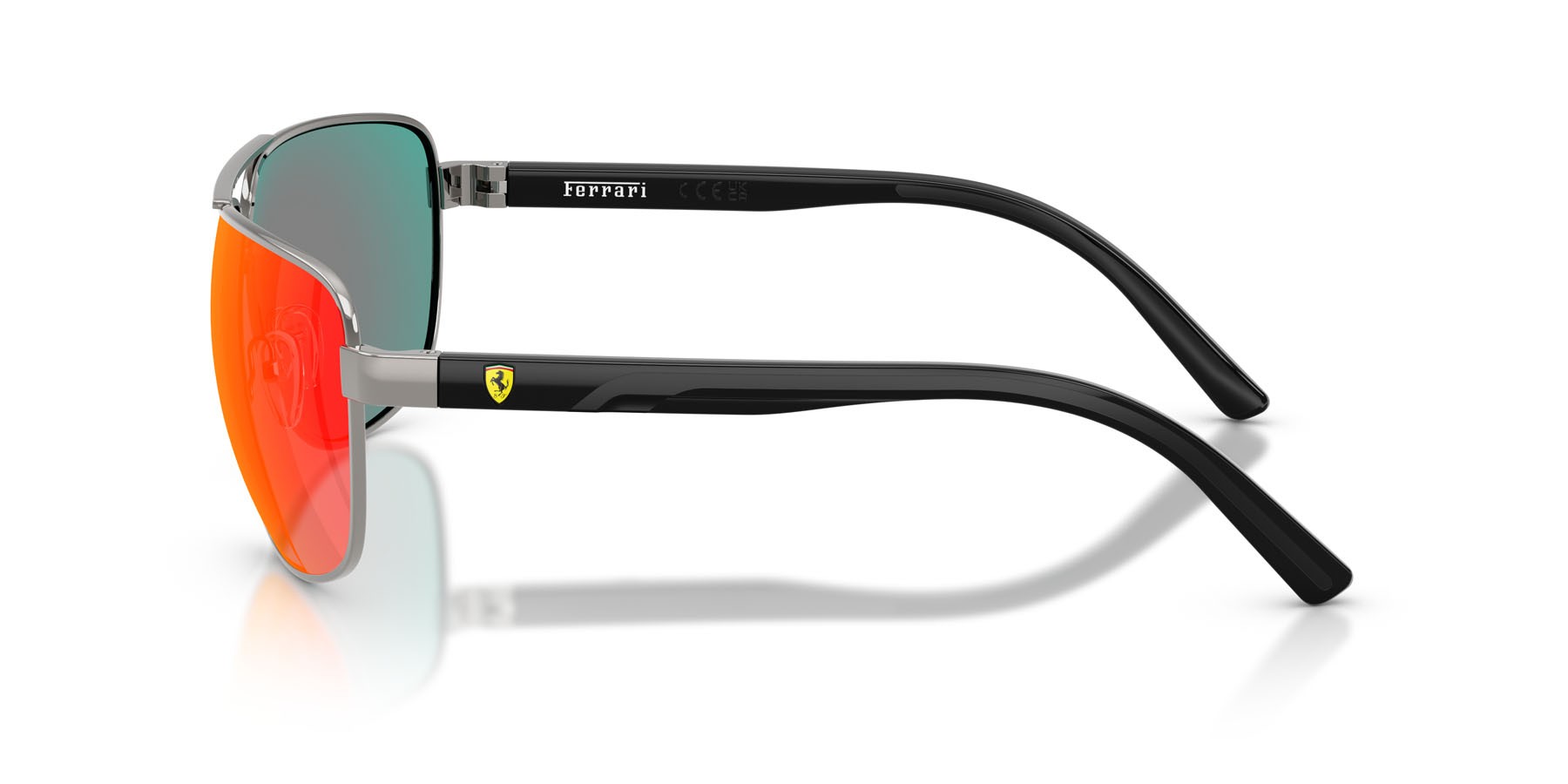Occhiali da sole Ferrari Scuderia FZ 5007 (104/6Q) colore gunmetal scuro brillante forma quadrato lenti rosso specchiato grigio scuro/giallo