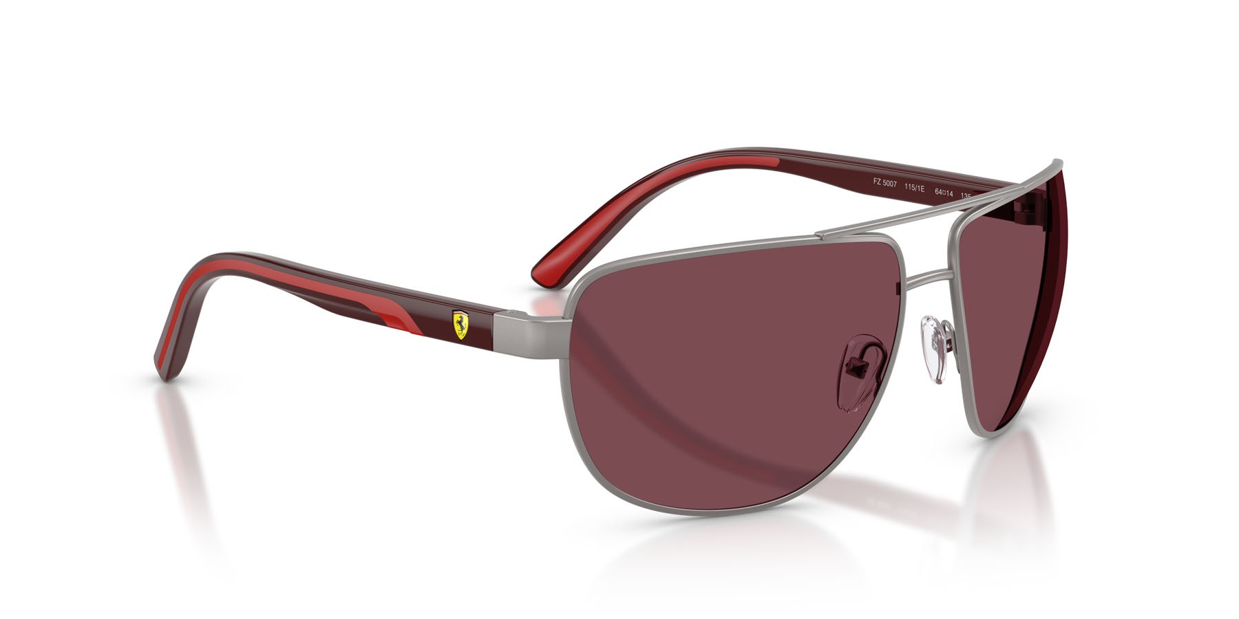 Occhiali da sole Ferrari Scuderia FZ 5007 (115/1E) colore gunmetal opaco forma quadrato lenti rosso ferrari esclusivo