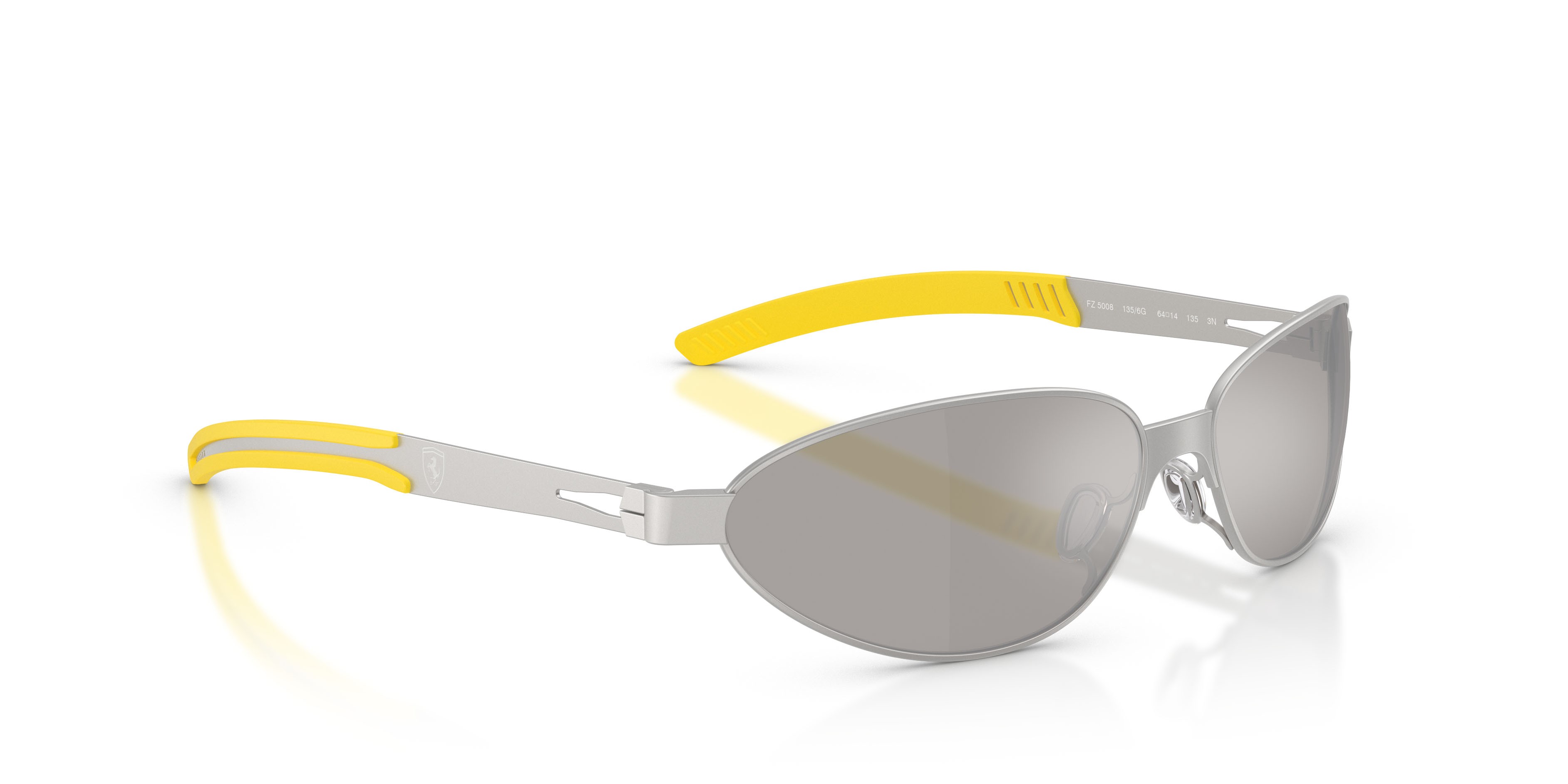 Occhiali da sole Ferrari Scuderia FZ 5008 (135/6G) colore argento opaco forma ovale lenti specchiata grigia