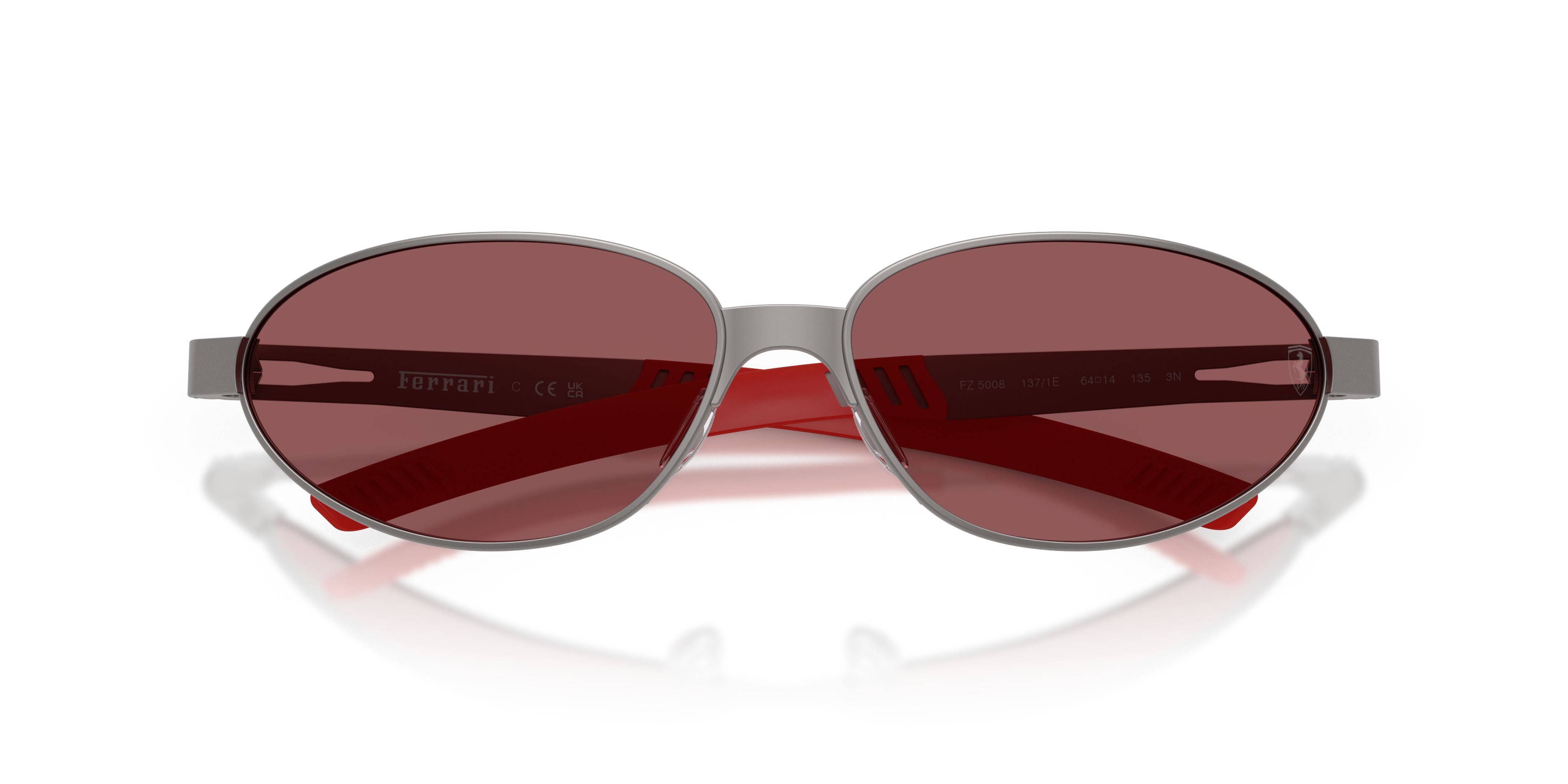 Occhiali da sole Ferrari Scuderia FZ 5008 (137/1E) colore gunmetal opaco forma ovale lenti rosso