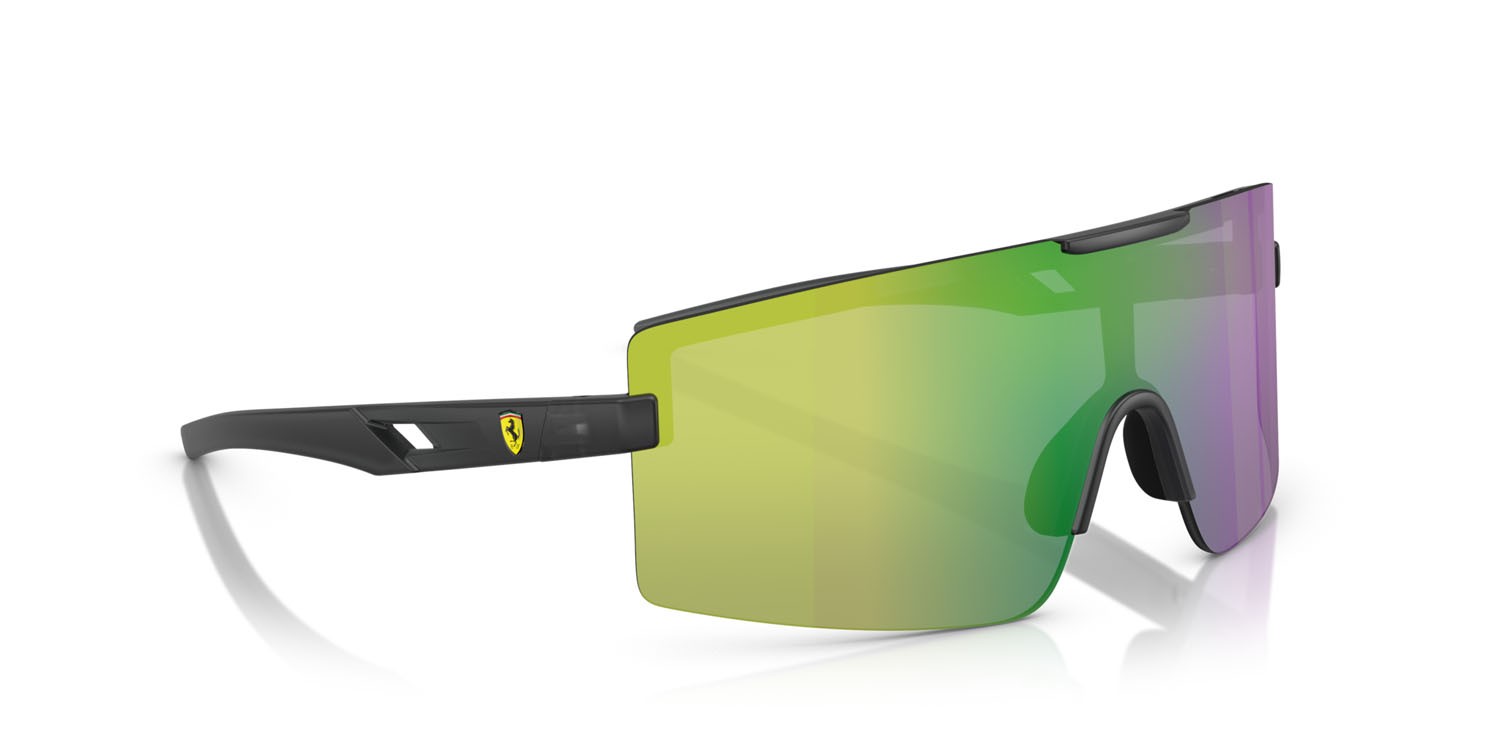 Occhiali da sole Ferrari Scuderia FZ 6008U (516/M2) colore grigio opaco forma rettangolare lenti verde a specchio
