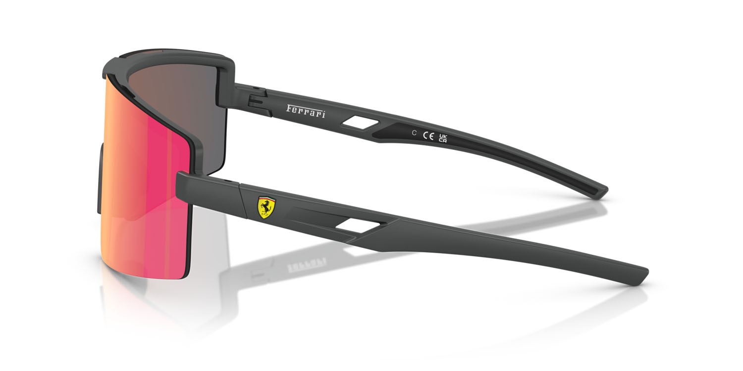 Occhiali da sole Ferrari Scuderia FZ 6008U (517/6Q) colore grigio scuro opaco forma rettangolare lenti rosso specchiato