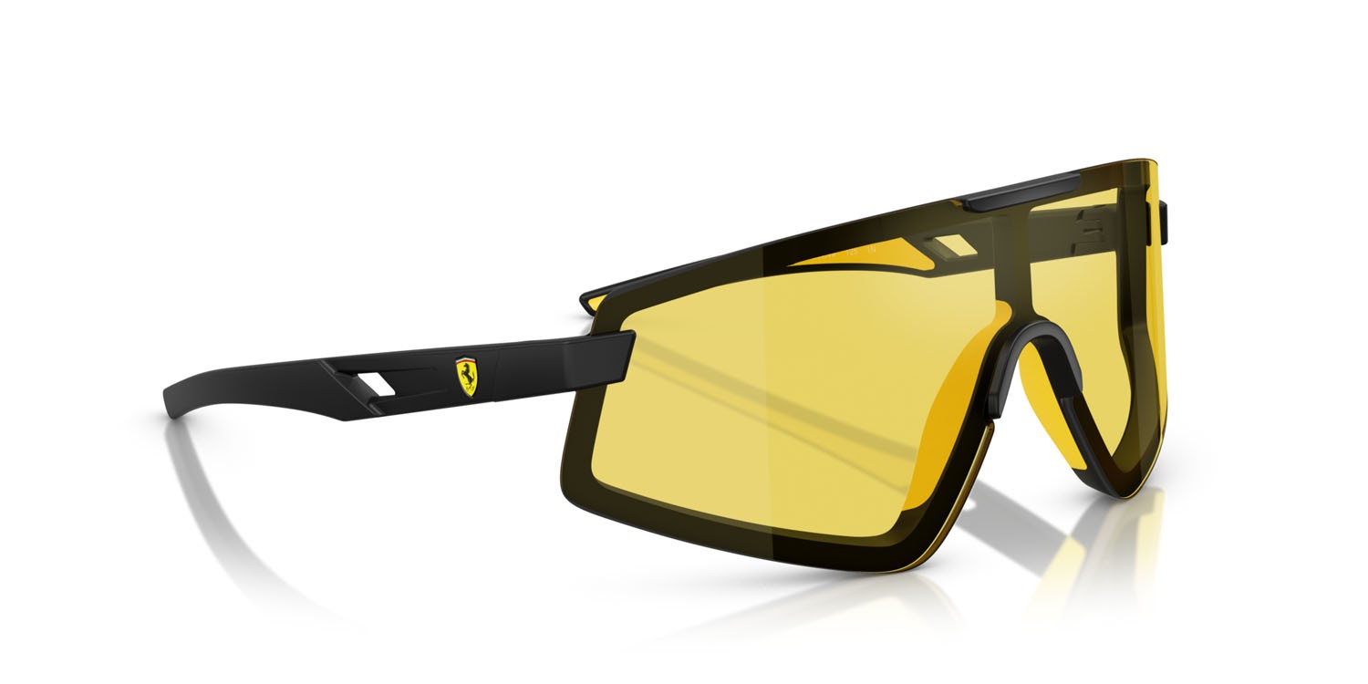 Occhiali da sole Ferrari Scuderia FZ 6009U (504/V9) colore nero opaco forma irregolare lenti giallo a specchio
