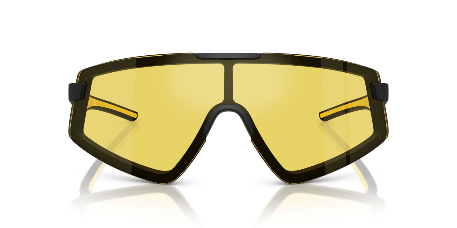 Occhiali da sole Ferrari Scuderia FZ 6009U (504/V9) colore nero opaco forma irregolare lenti giallo a specchio