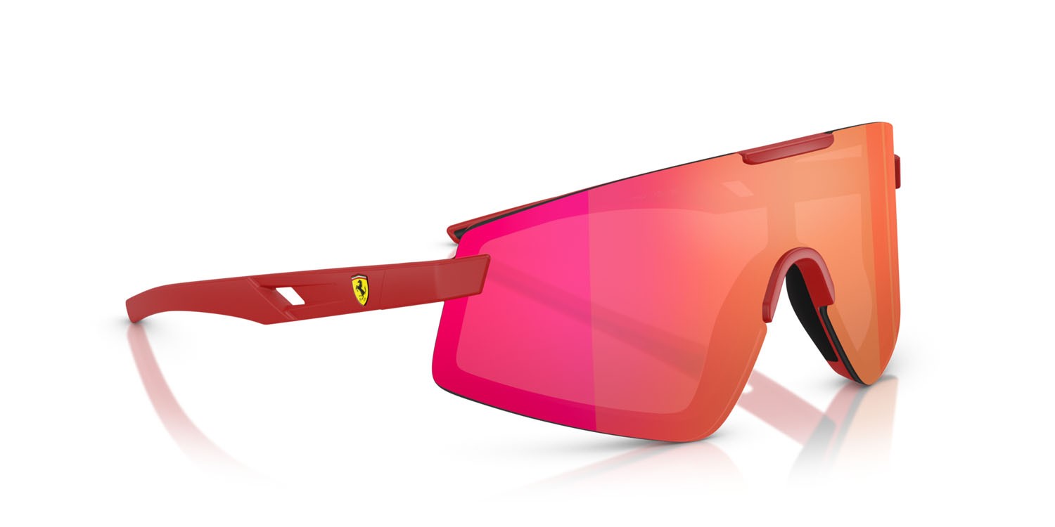 Occhiali da sole Ferrari Scuderia FZ 6009U (514/6Q) colore rosso opaco forma irregolare lenti rosso specchiato