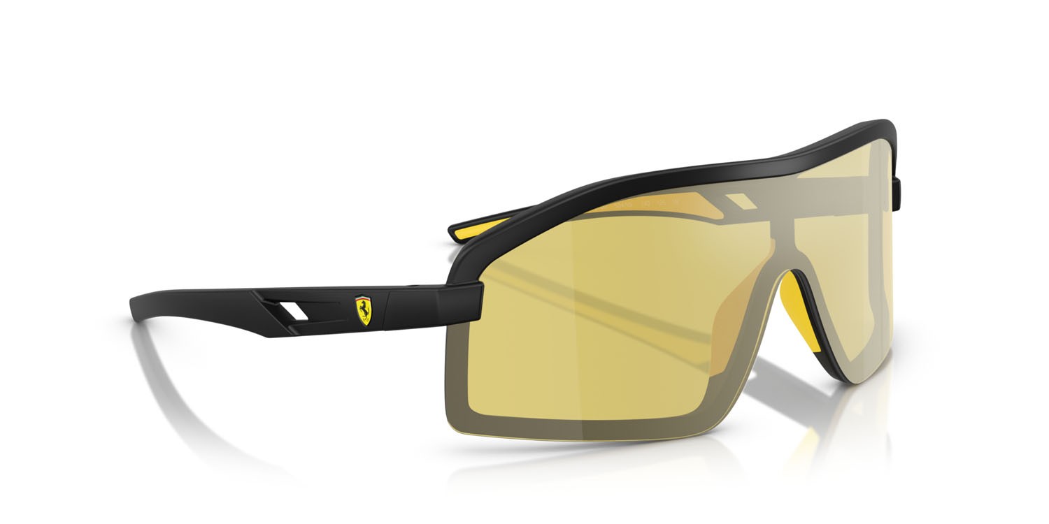 Occhiali da sole Ferrari Scuderia FZ 6010U (504/V9) colore nero opaco forma irregolare lenti giallo a specchio