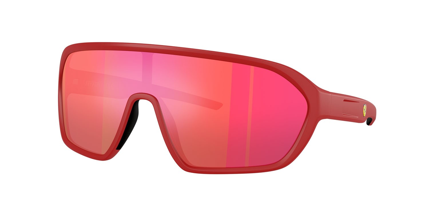Occhiali da sole Ferrari Scuderia FZ 6011U (514/6Q) colore rosso opaco forma quadrato lenti rosso specchiato
