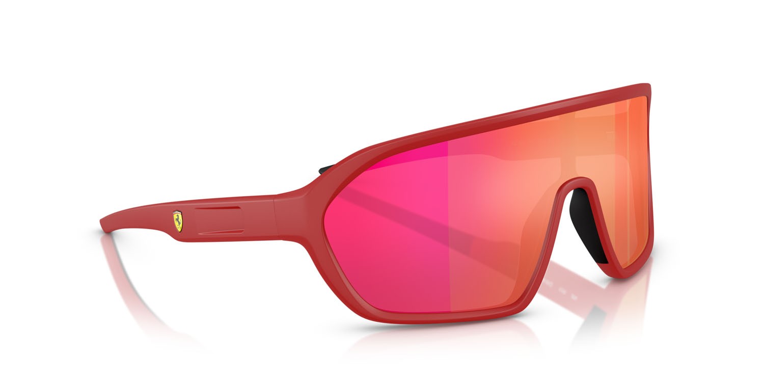 Occhiali da sole Ferrari Scuderia FZ 6011U (514/6Q) colore rosso opaco forma quadrato lenti rosso specchiato