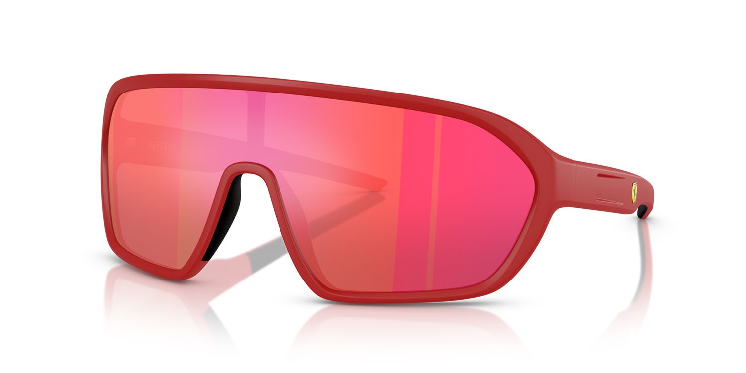 Occhiali da sole Ferrari Scuderia FZ 6011U (514/6Q) colore rosso opaco forma quadrato lenti rosso specchiato