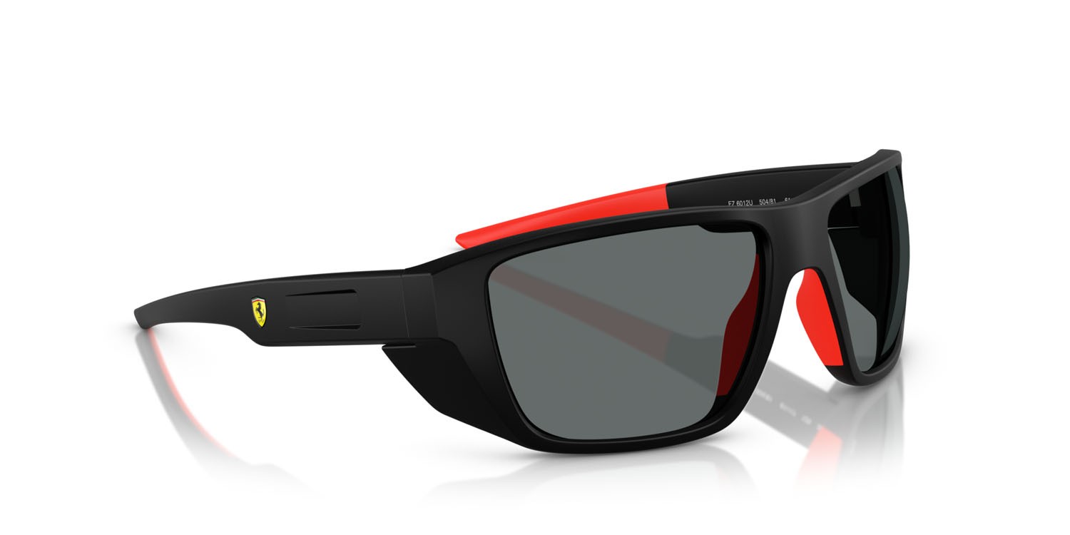Occhiali da sole Ferrari Scuderia FZ 6012U (504/81) colore nero opaco forma rettangolare lenti polar grigio