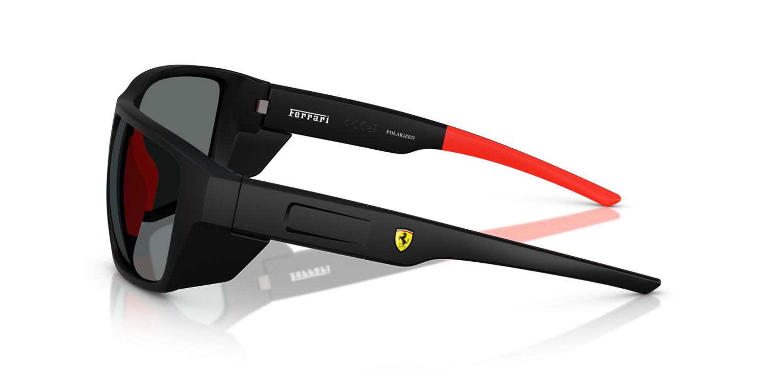 Occhiali da sole Ferrari Scuderia FZ 6012U (504/81) colore nero opaco forma rettangolare lenti polar grigio