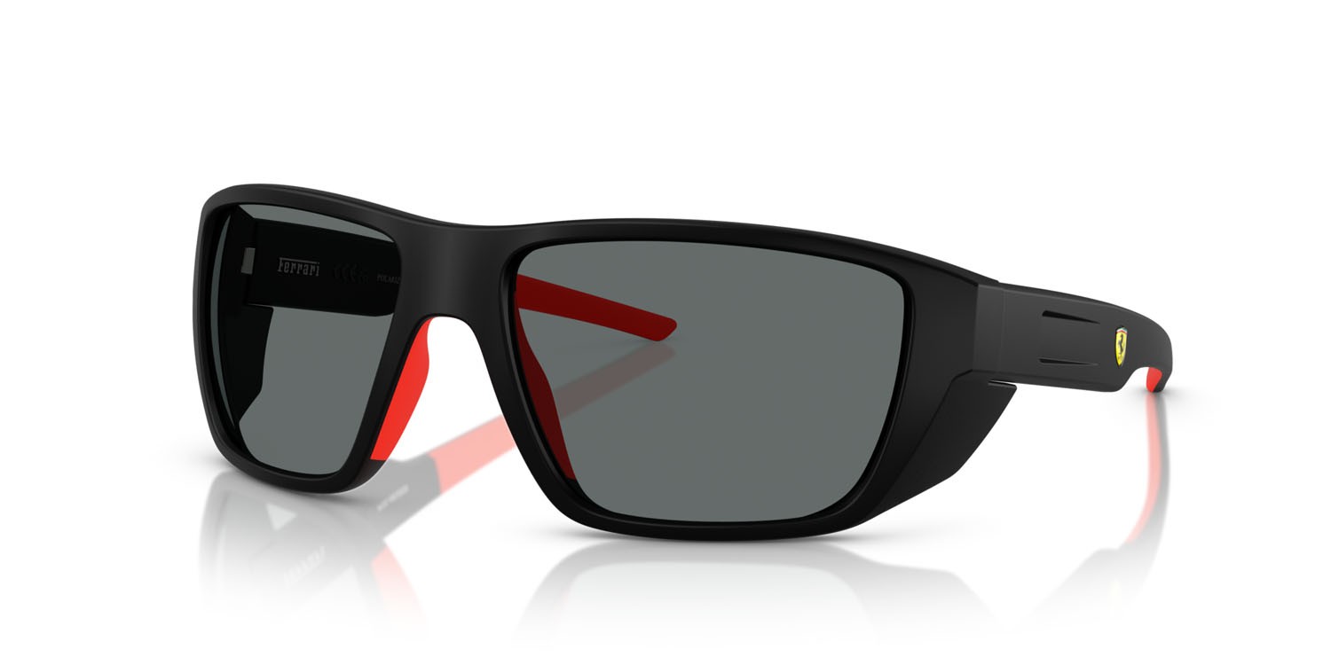 Occhiali da sole Ferrari Scuderia FZ 6012U (504/81) colore nero opaco forma rettangolare lenti polar grigio