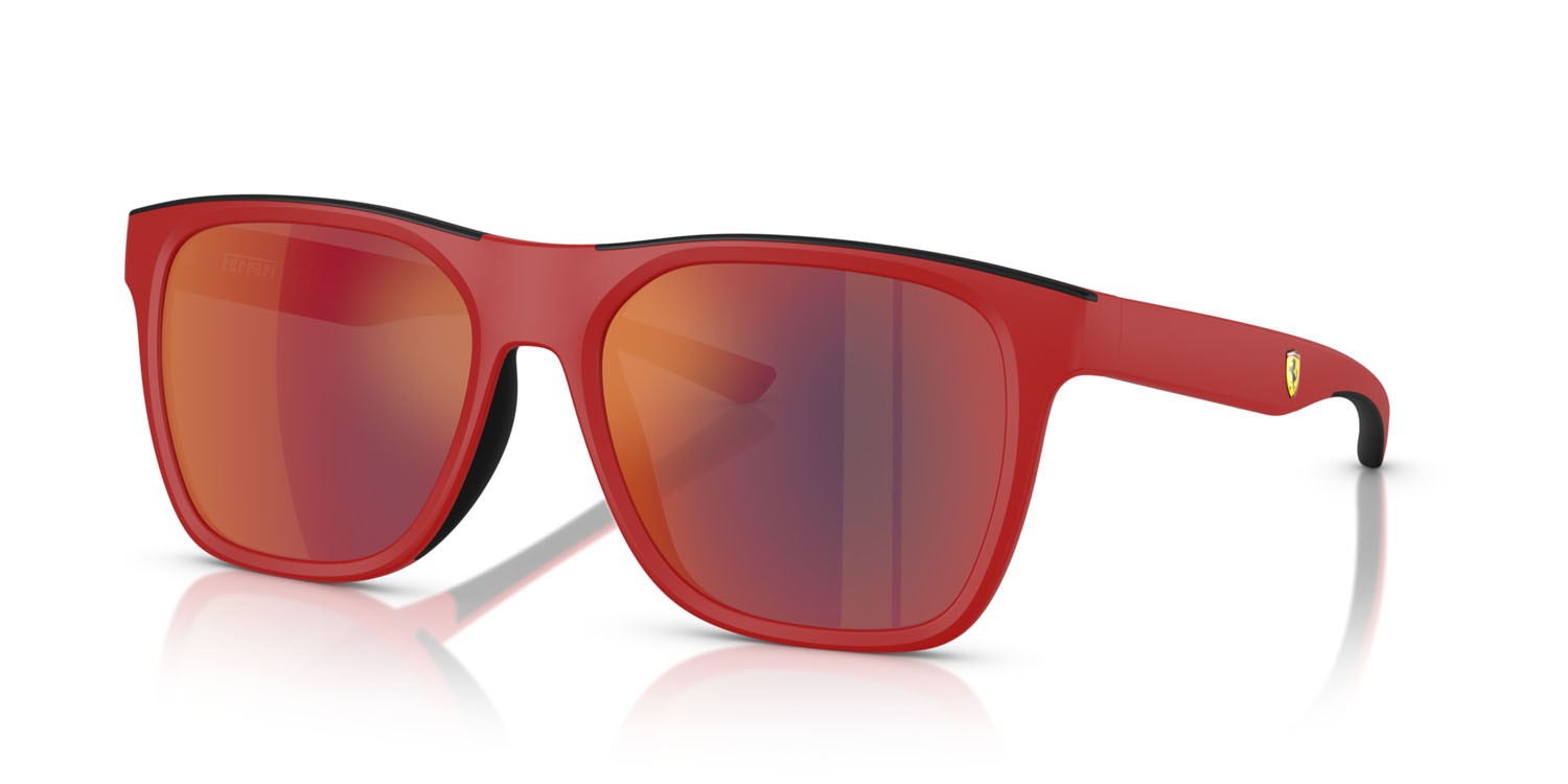 Occhiali da sole Ferrari Scuderia FZ 6013D (514/6P) colore rosso opaco forma quadrato lenti rosso specchiato