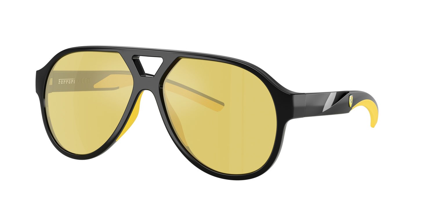 Occhiali da sole Ferrari Scuderia FZ 6014U (501/V9) colore nero forma aviator lenti giallo a specchio