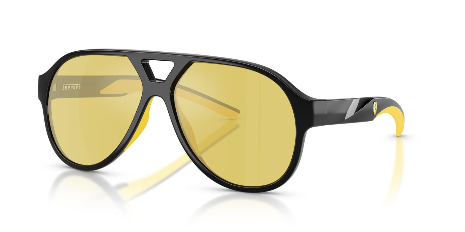 Occhiali da sole Ferrari Scuderia FZ 6014U (501/V9) colore nero forma aviator lenti giallo a specchio