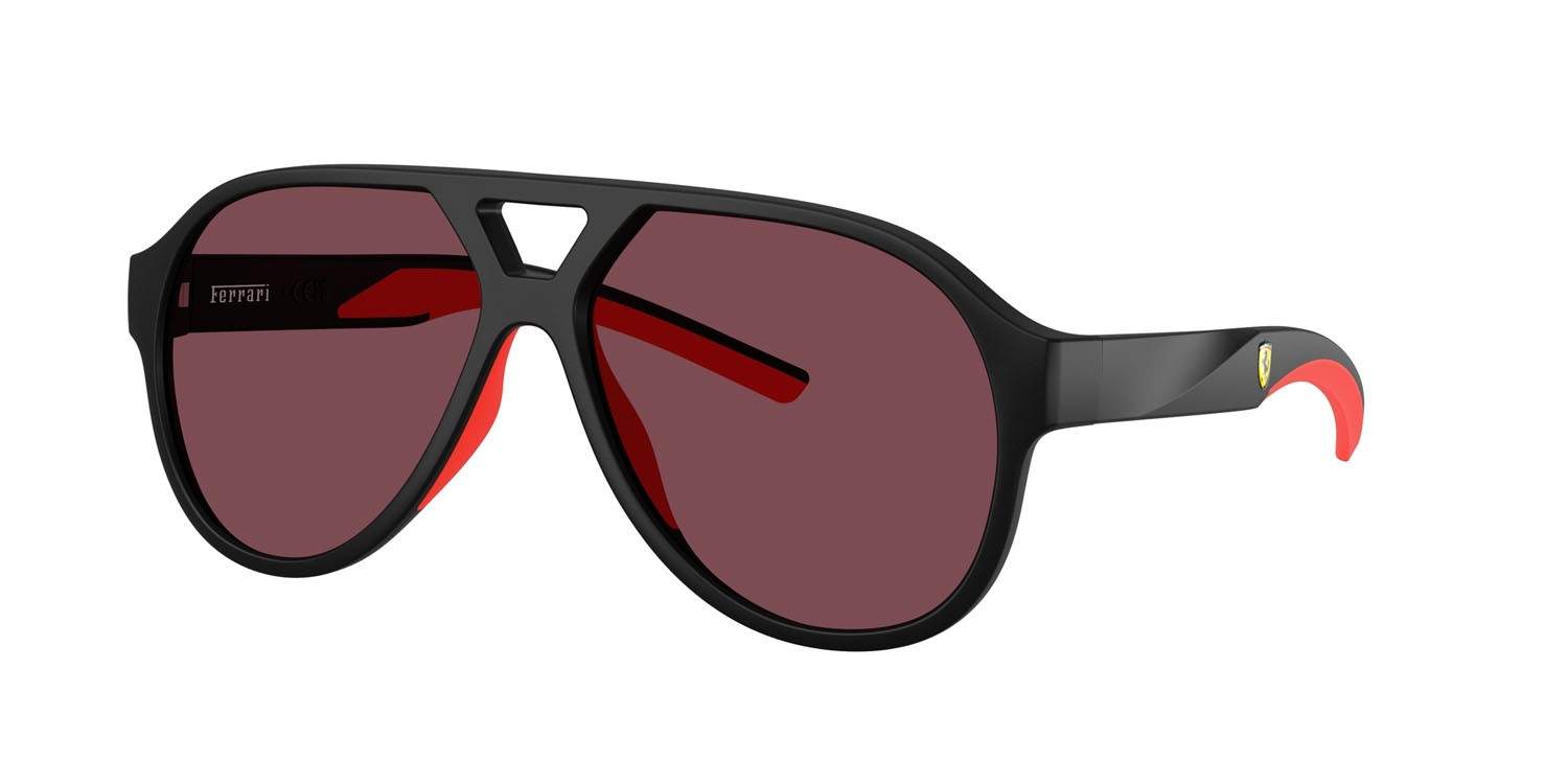 Occhiali da sole Ferrari Scuderia FZ 6014U (504/1E) colore nero opaco forma aviator lenti rosso ferrari esclusivo