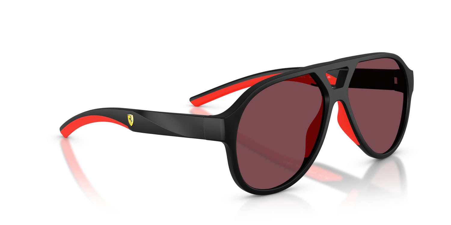 Occhiali da sole Ferrari Scuderia FZ 6014U (504/1E) colore nero opaco forma aviator lenti rosso ferrari esclusivo